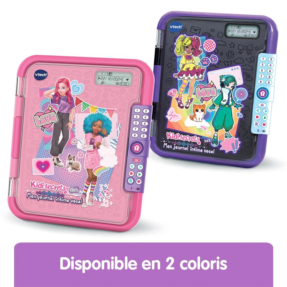 VTech - KidiSecrets 365 Mon Journal Intime Vocal Rose, Journal Intime Électronique avec Code, Micro Enregistreur, Carnet Secret, Feutre et Jeux, Cadeau Enfant de 5 Ans à 12 Ans - Contenu en Français