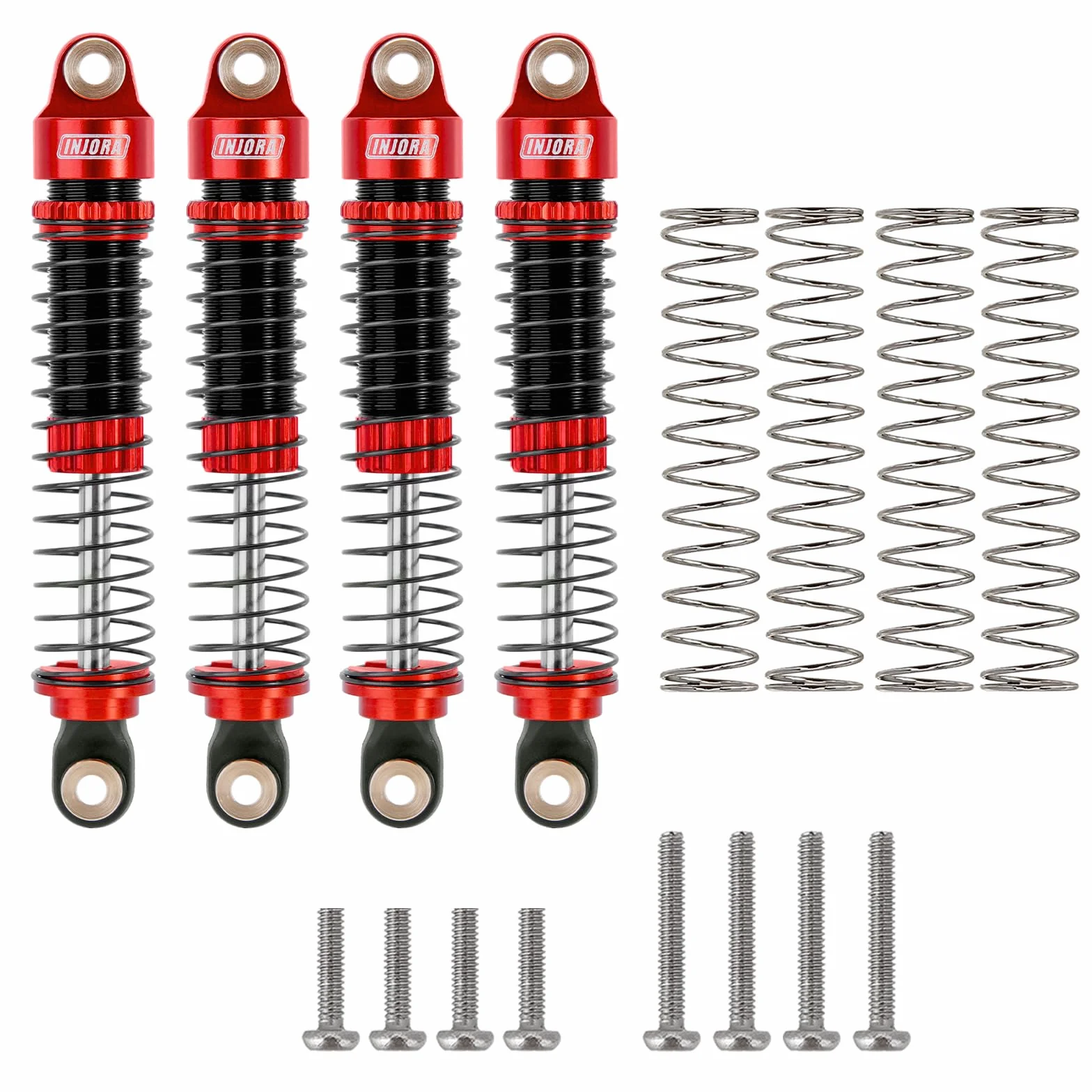 INJORA 59MM Amortisseurs LongThreaded Amortisseur Huile Amortisseur pour TRX4M K10 High Trail Upgrade 1/18 RC Crawler,Rouge