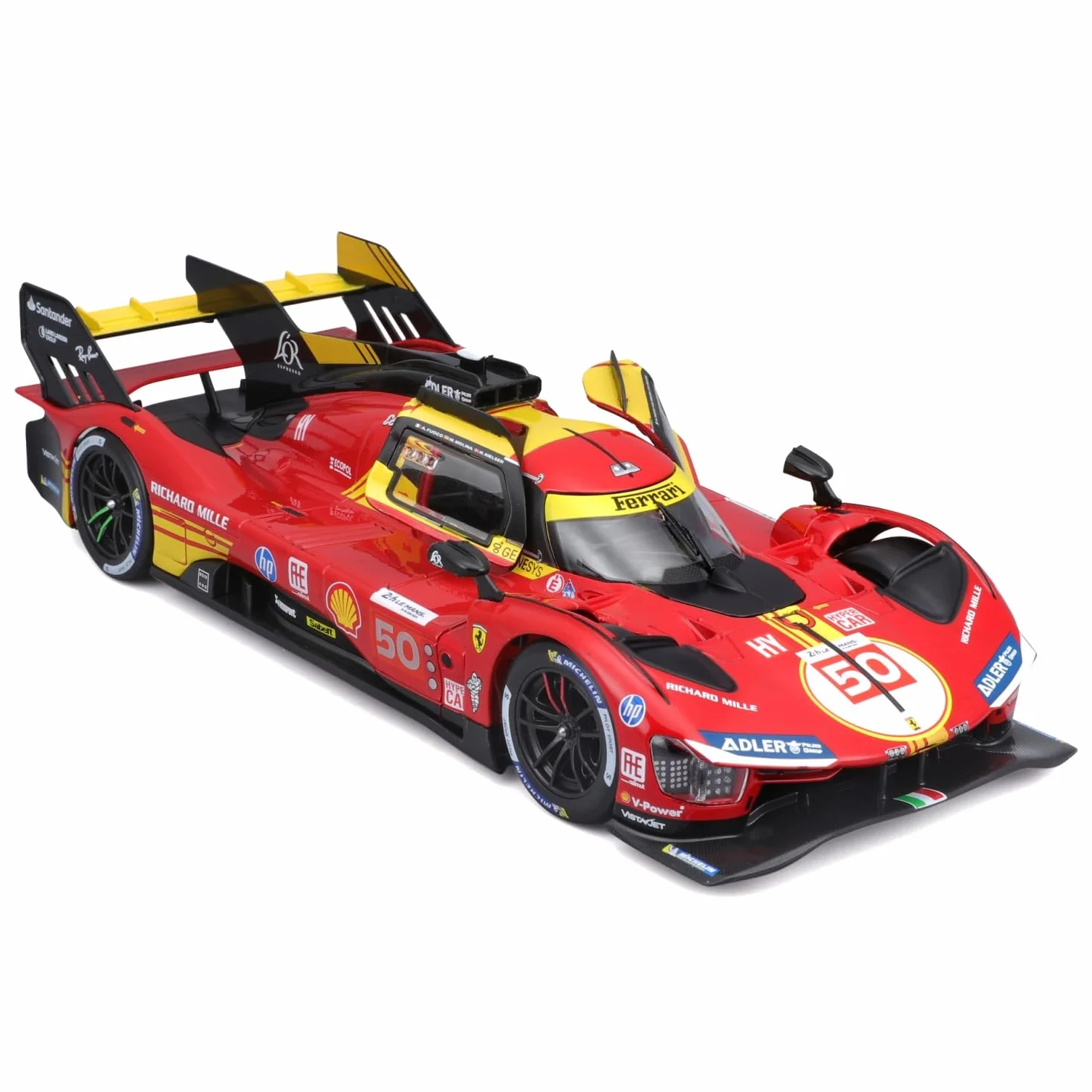 Bburago - Ferrari 499P 24H Le Mans Champion 2024#50, Voiture Diecast 1:24, Réplique Détaillée avec Portes Ouvrables, Licence Ferrari, Âge Recommandé 14+ Ans