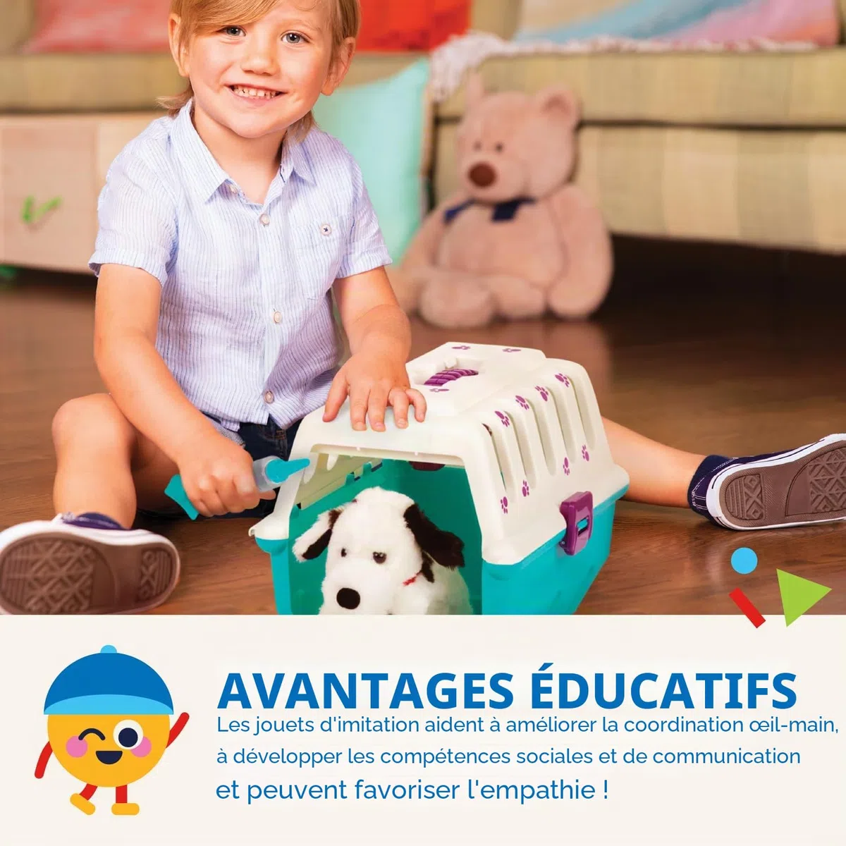 Battat - Kit vétérinaire pour dalmatiens - Jouet Vet pour Jouer à Faire Semblant - Jeu de Soins pour Chiens - Chiot en Peluche et Porte-bébé - Ensemble vétérinaire pour Enfants - 2 Ans et +