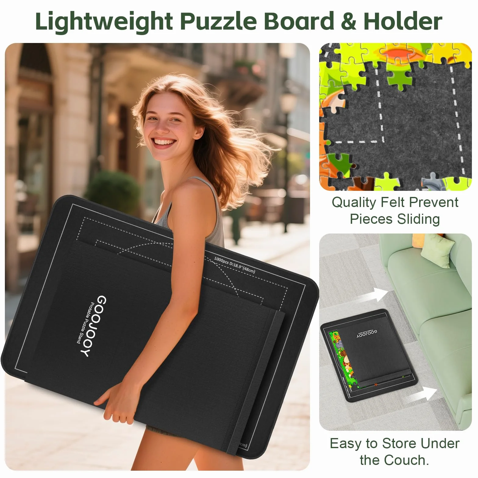 Plateau Puzzle avec Support Réglable et Couvercle Protecteur, Planche Puzzles Portable - Idéal pour Puzzles de 1000 Pièces, Table Puzzle en Feutre avec 6 Trieur