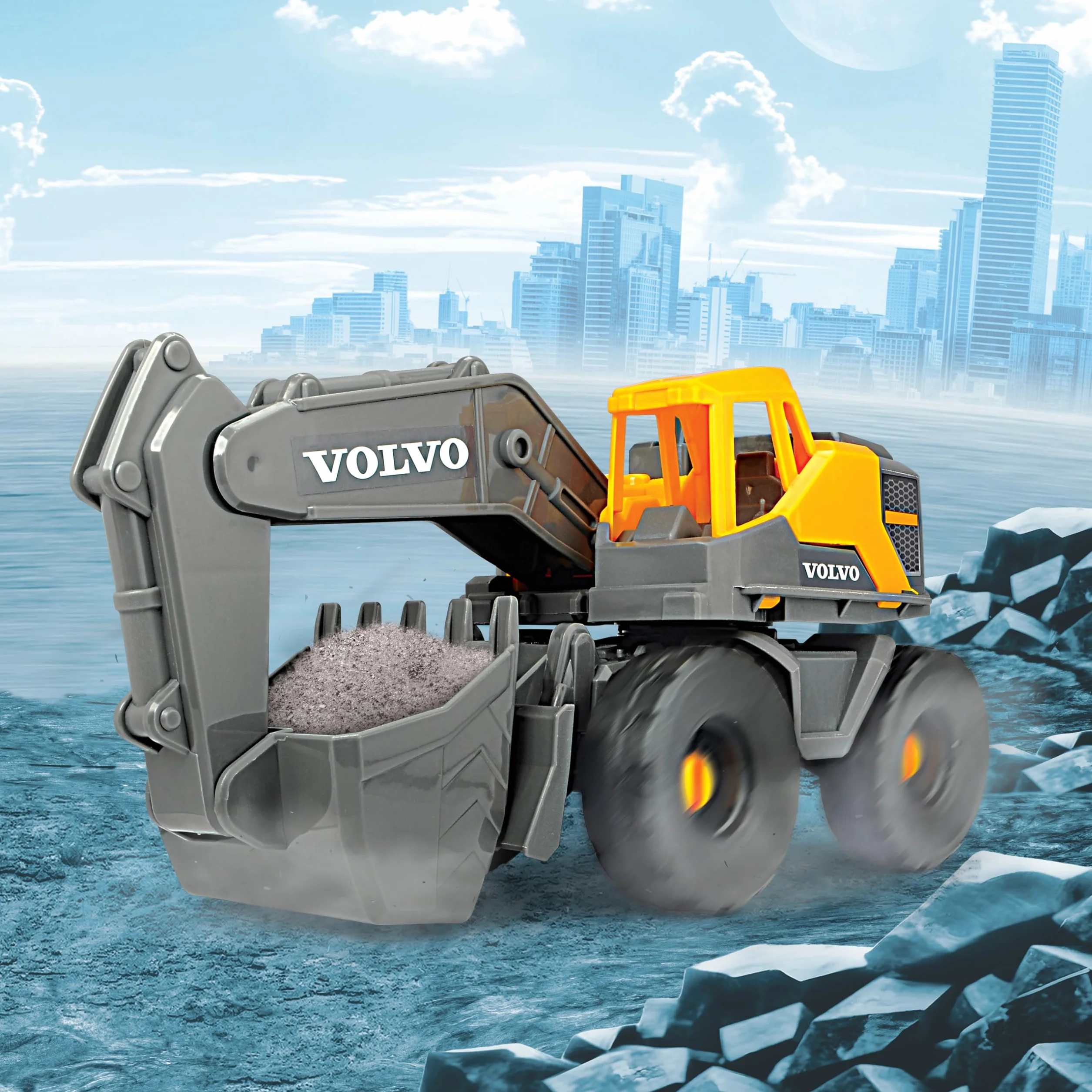 Dickie Toys Volvo Bagger Tough Excavator (26 cm) – Pelle Jouet pour Enfants à partir de 3 Ans avec Roue Libre, Bras et Pelle Mobiles, Convient comme Jouet de Sable