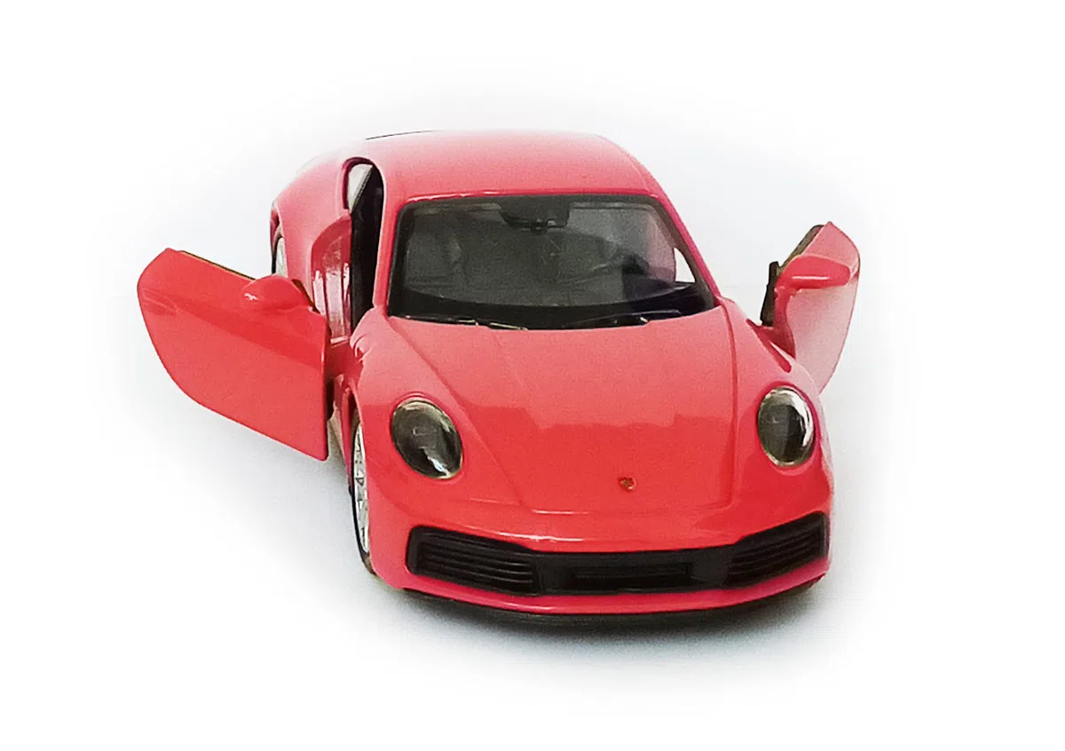 Porsche 911 Carrera 4S Voiture de sport en métal modèle miniature modèle de voiture 4-couleurs cadeau pour enfants 85 (Rouge)