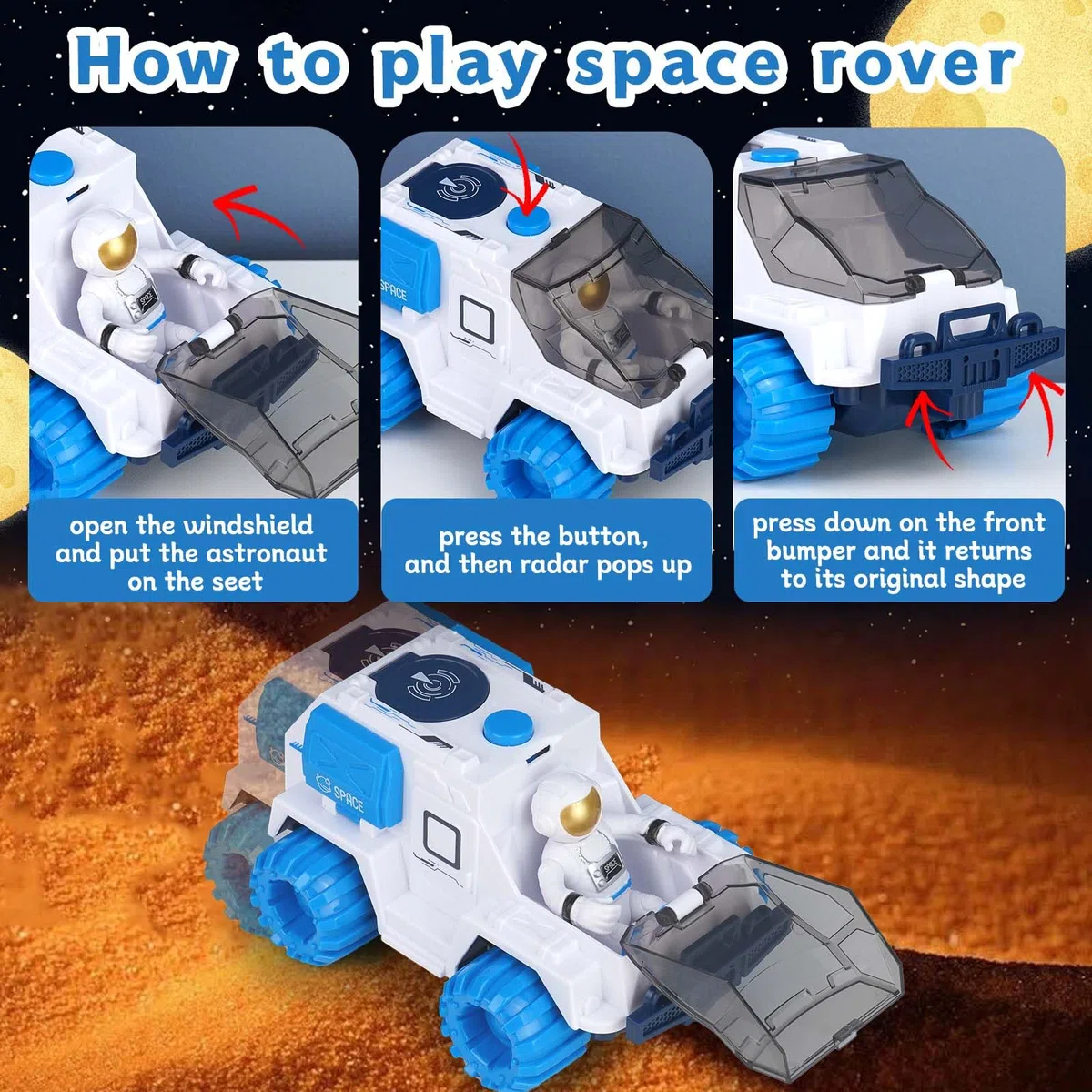Spatiale Fusée Jouet Vaisseau Spatial Jouet avec son Space Rover jouets de l'espace Cadeau d'anniversaire pour enfants