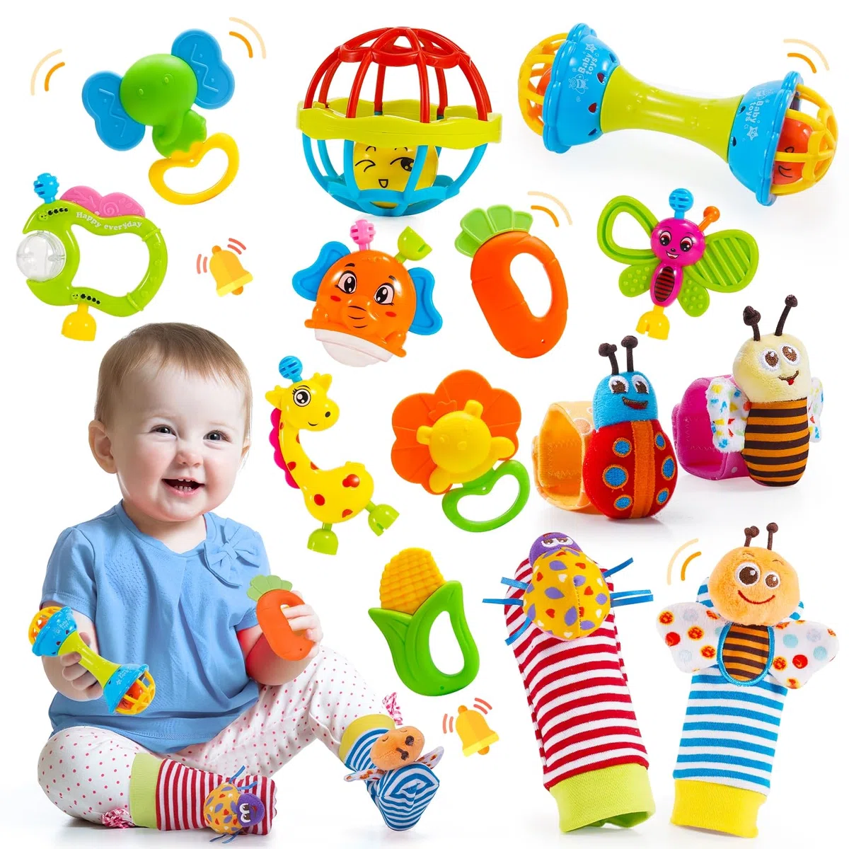 Hochet Bebe 0 3 6 9 Mois, Jouet Bebe 0 3 6 Mois Jeux Eveil Bebe 0 3 6 Mois Jouet Dentition Bébé Cadeau 0-6 Mois Fille Garçon Jeux Bebe 0-9 Mois Jouet Nouveau Né Garçon Fille Montessori Jeux