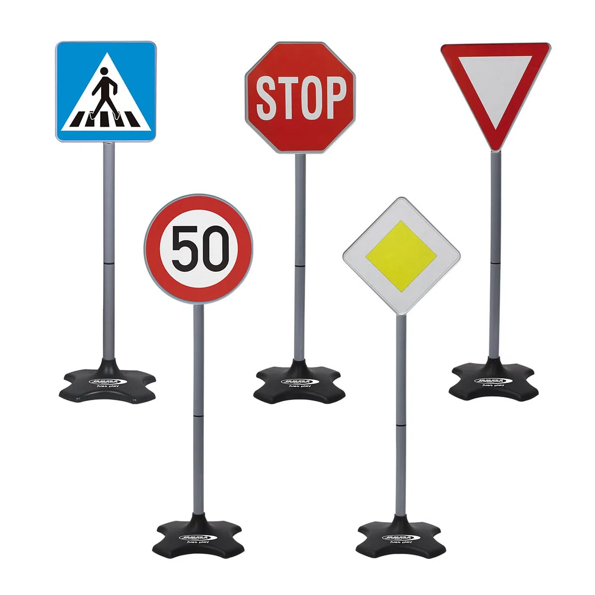 Jamara, kit de signalisation, Grand A avec 5 panneaux de signalisation différents, montage facile grâce aux éléments attachables, plastique robuste et léger, 460257