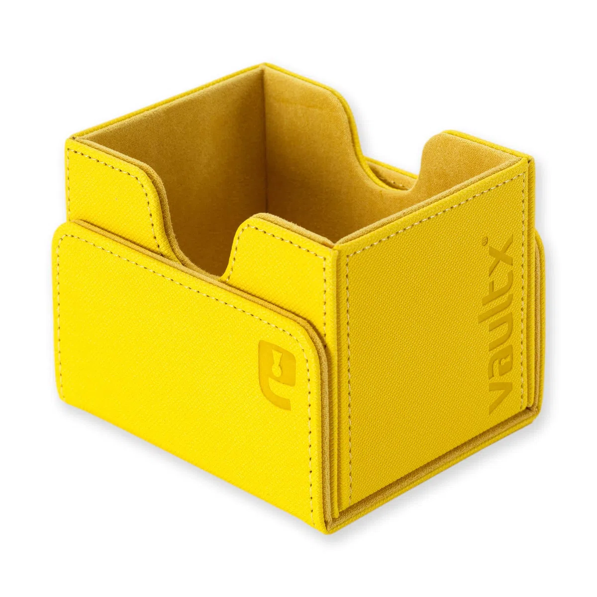 Vault X Boîte Ouverture latérale modulaire Exo-Tec pour plus de 100 cartes JCC, couvercle magnétique amovible, compatible avec les cartes Commander et Standard (Jaune)