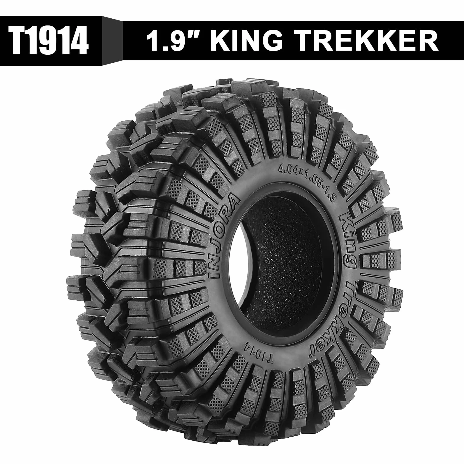 INJORA 1.9 Pneus Tout Terrain King Trekker S5 pour TRX4 SCX10 Amélioration RC Crawler 1/10 (118 * 42mm)