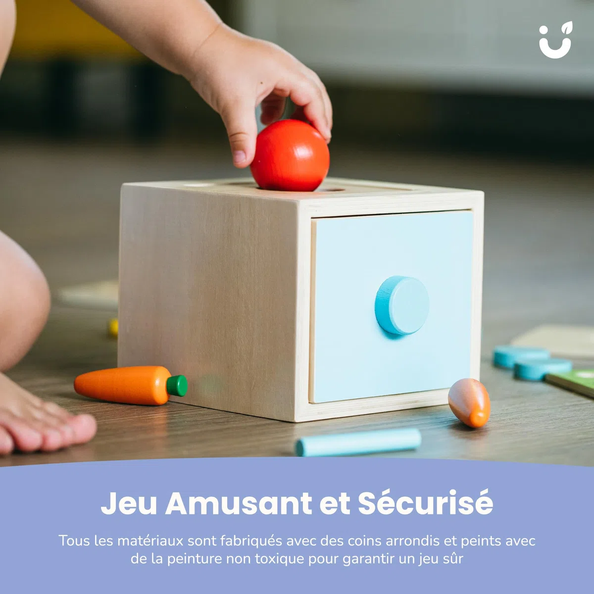 Cube D'activité Bébé 4 en 1 - Jouet Montessori 1 an - Jeux de Motricitée, Peinture Écologique et Bois Certifié FSC, Idéal pour l'Apprentissage et Le Jeu en Toute Sécurité