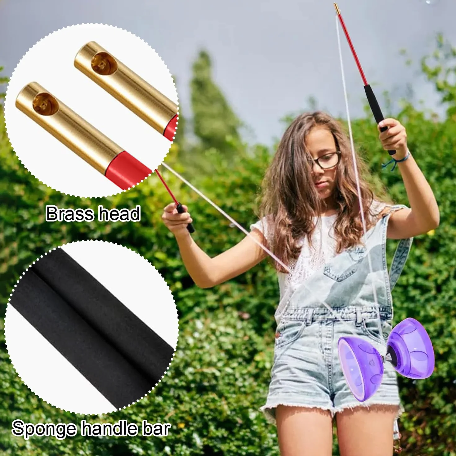 Diabolo roulement à Billes, 12 cm de diamètre, Jeu de Jonglerie Diabolo, Convient aux Adultes et aux débutants (Bleu)
