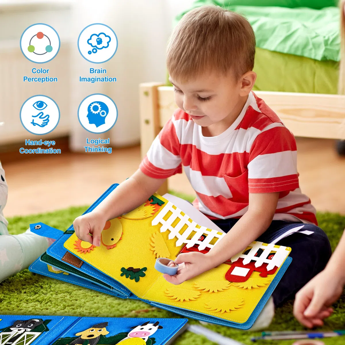 Quiet Book® | Livre d'emploi en feutre 3D Jouet éducatif sensoriel | Jouet éducatif pour enfants d'âge préscolaire Busy Book | Tableau d'activités pour enfants de 1 à 6 ans