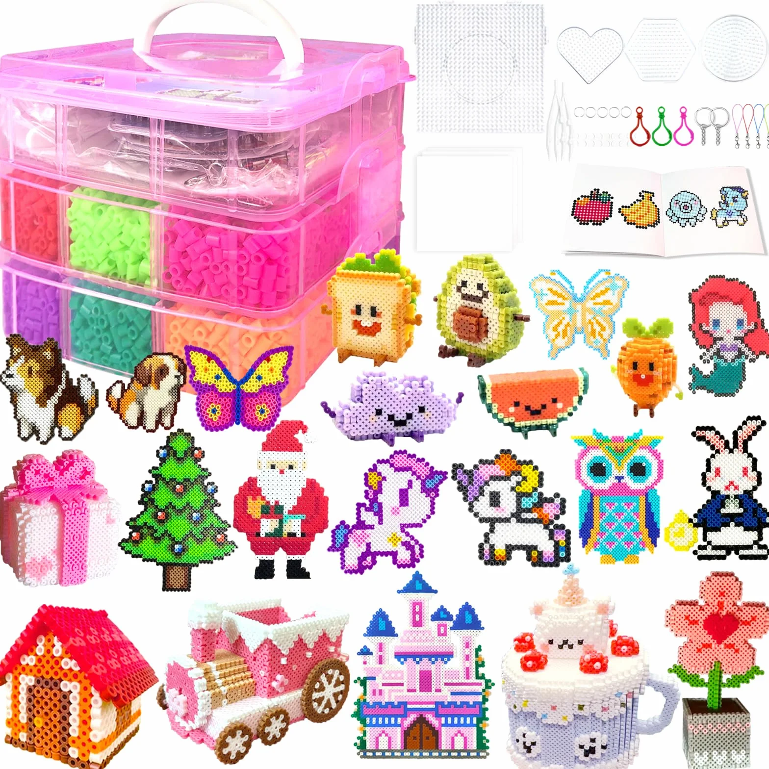 Set De Perles à Repasser, 11000 Pièces Perles De 5MM Avec Boîte De Rangement, Plaque Perle Papier à Repasser, Guide d'utilisation, Conception DIY De Bijoux, Pour Enfants Cadeau Noël Anniversaire