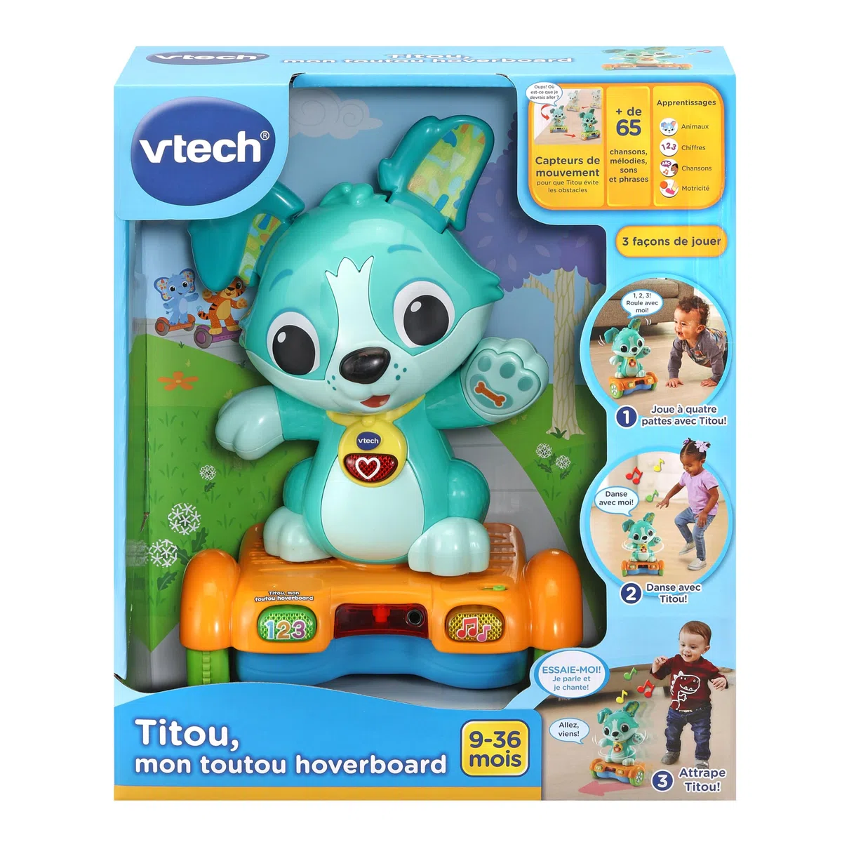VTech - Titou, Mon Toutou Hoverboard, Chien Interactif de 1 à 3 Ans - Version FR