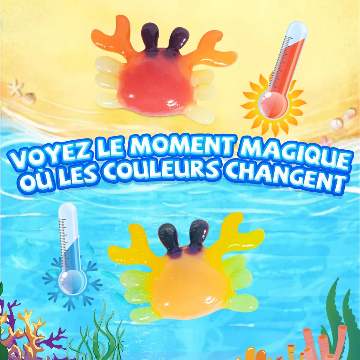 Thedttoy Elfe Magique de l'eau Changeant de Couleur,Magic Water Elf,22 PCS Aqua Gelz Kit,Aqua Sprite pour Enfants,12 Figures d'animaux Marins,Cadeau Créatif et Manuel pour Fille de 3 Ans et Plus