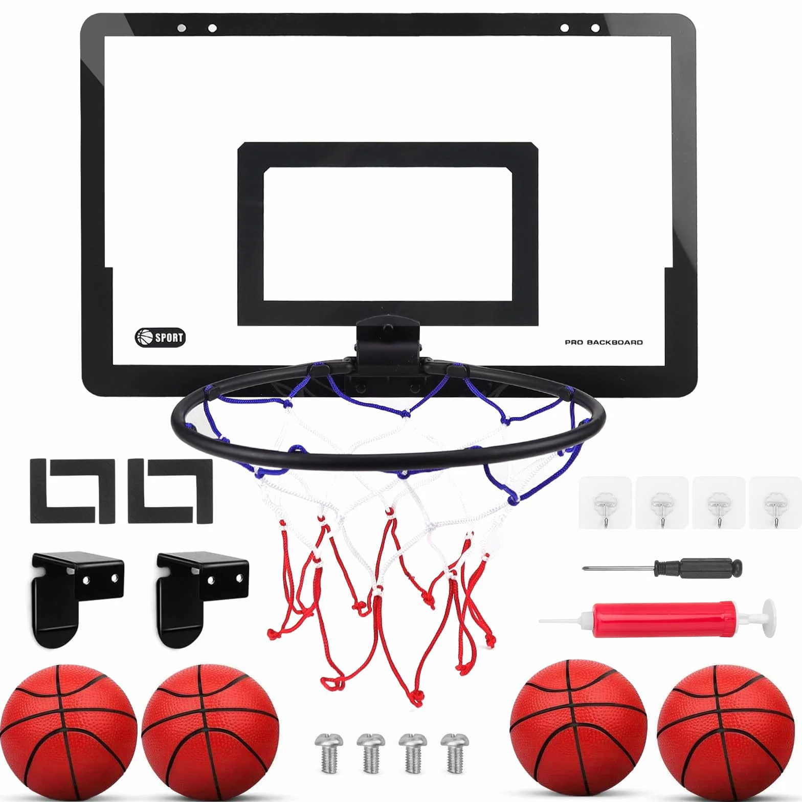 Mini Panier de Basket pour Enfants Basketball Hoop Portable Exterieur Interieur Mini Panier Basketball avec 4 Ballon et la Pompe Jouets Sport pour Porte Mur Monté et Chambre à Coucher, Bureau