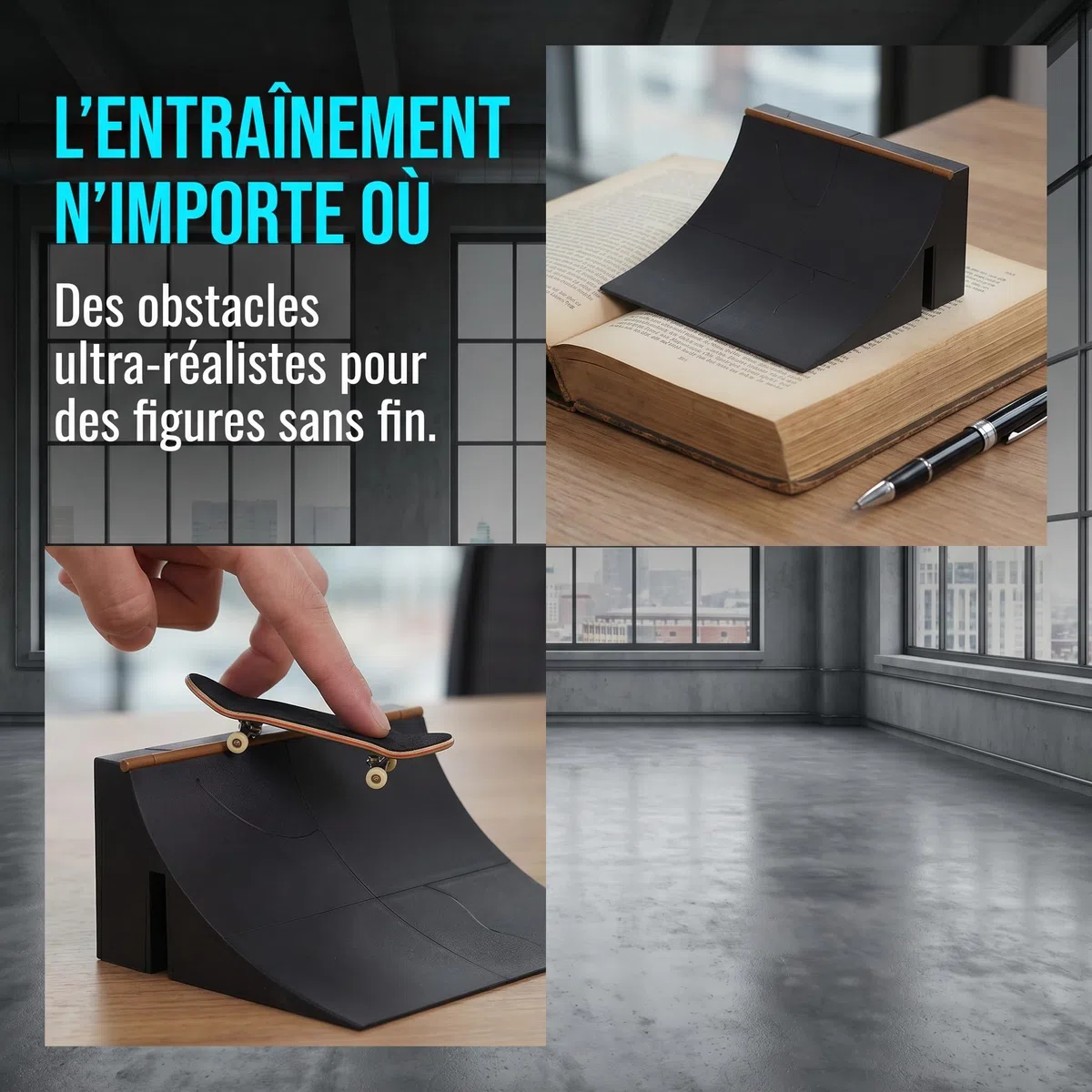 Alasum Lot de 2 Obstacles pour Fingerboard, Mini Rampe de Skate, éléments Skatepark en Plastique, Rampe pour Fingerboard, Rail Grind sur Table d'intérieur