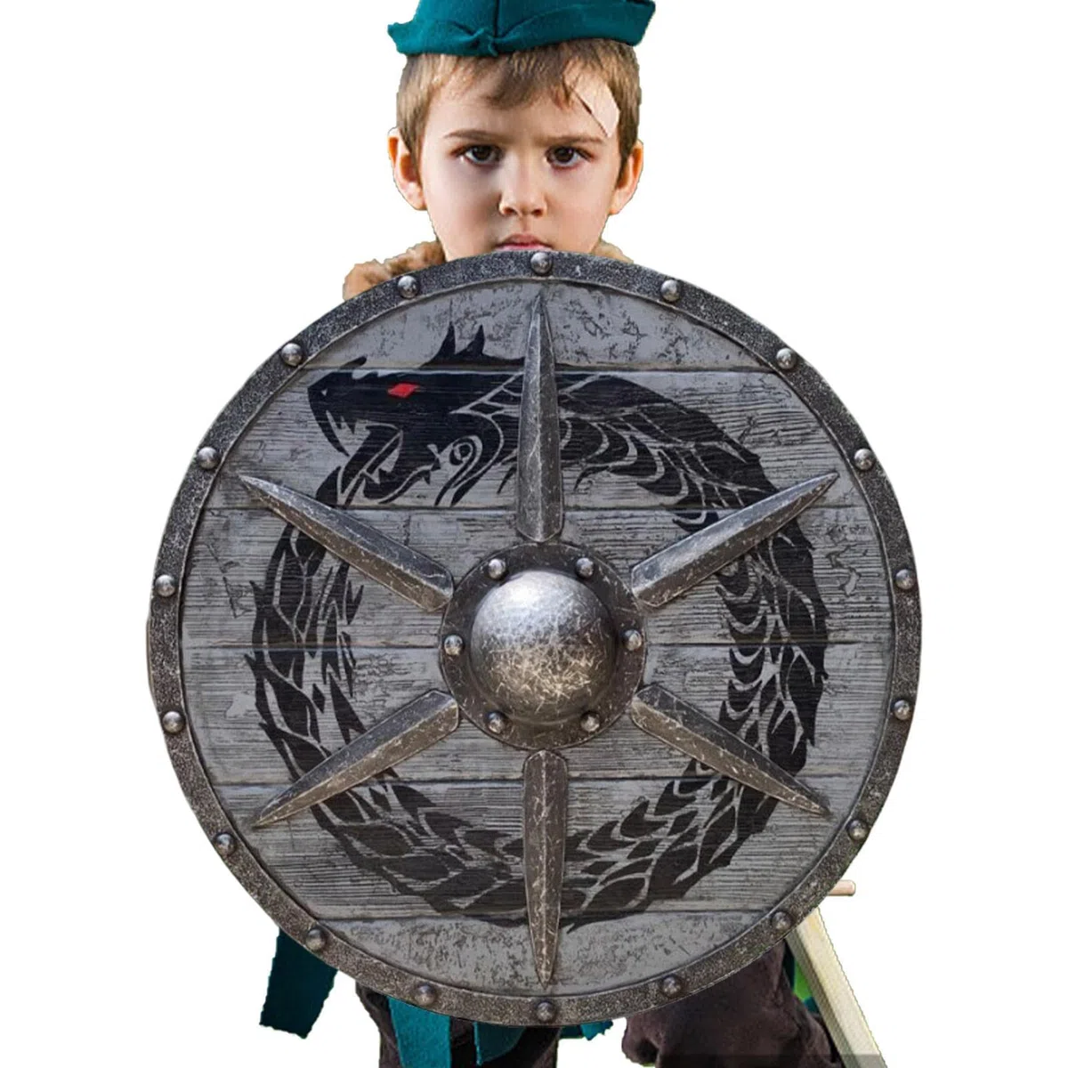 ZORQ Bouclier médiéval en Bois | Bouclier décoratif pour la Maison | Bouclier médiéval Eivor Valhalla Shied Toy Authentique BattleWorn Viking, Bouclier décoratif Cosplay