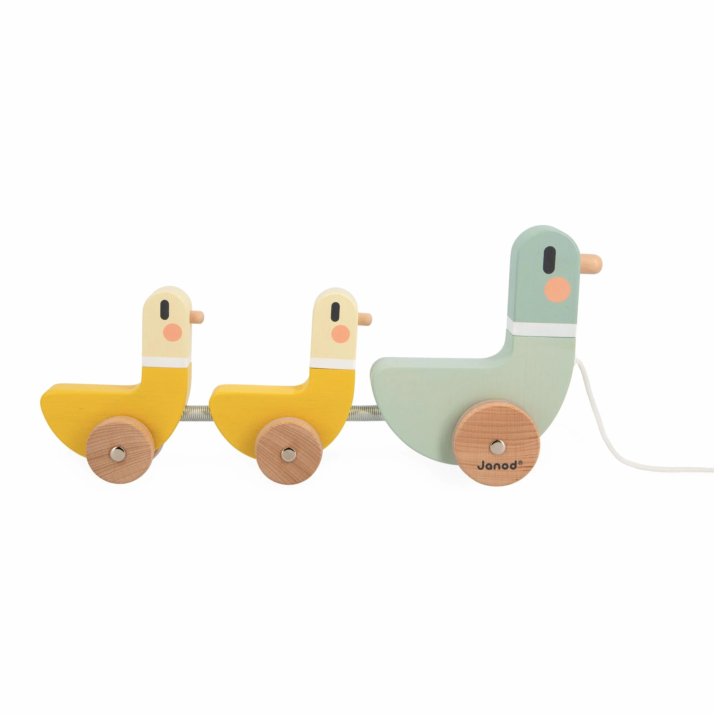 Janod - 3 Canards à Tirer Sweet Cocoon - Jouet d'Éveil - Développe la Motricité - Jouet en Bois FSC et Peinture à l'eau - Dès 12 Mois,J04051
