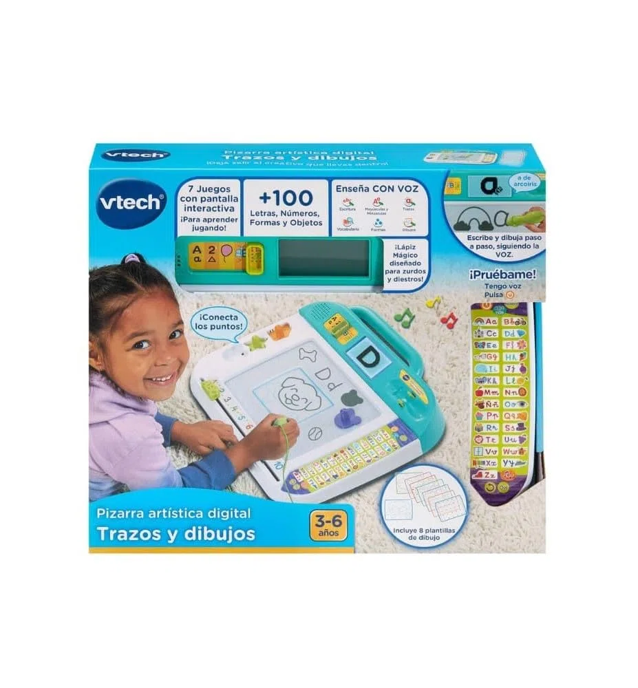 VTech Tableau artistique numérique, traits et dessins, écran LCD, voix interactive, jouet éducatif 3-8 ans, version ESP