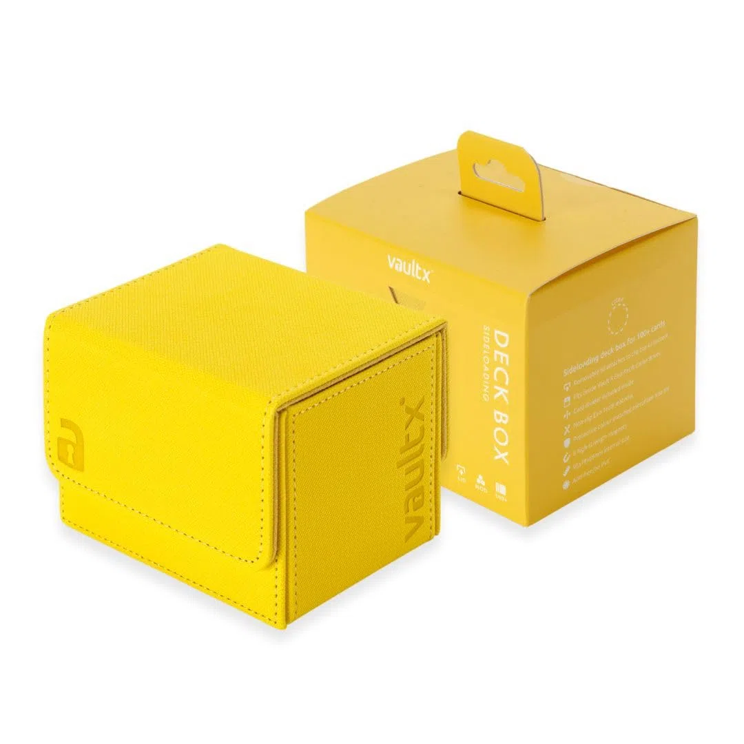 Vault X Boîte Ouverture latérale modulaire Exo-Tec pour plus de 100 cartes JCC, couvercle magnétique amovible, compatible avec les cartes Commander et Standard (Jaune)