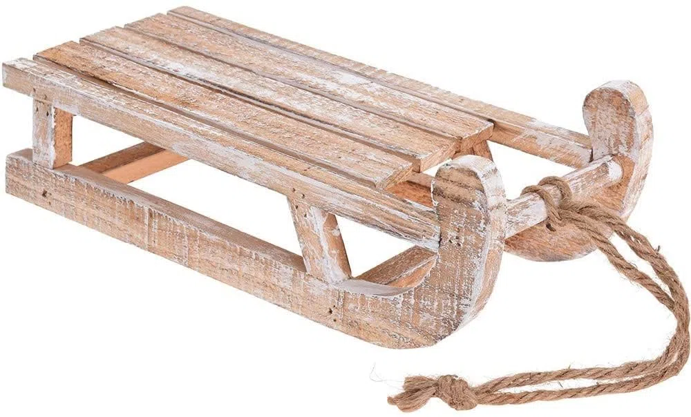 Générique Luge Bois Blanchi Corde Jute 30X14X11CM Beige