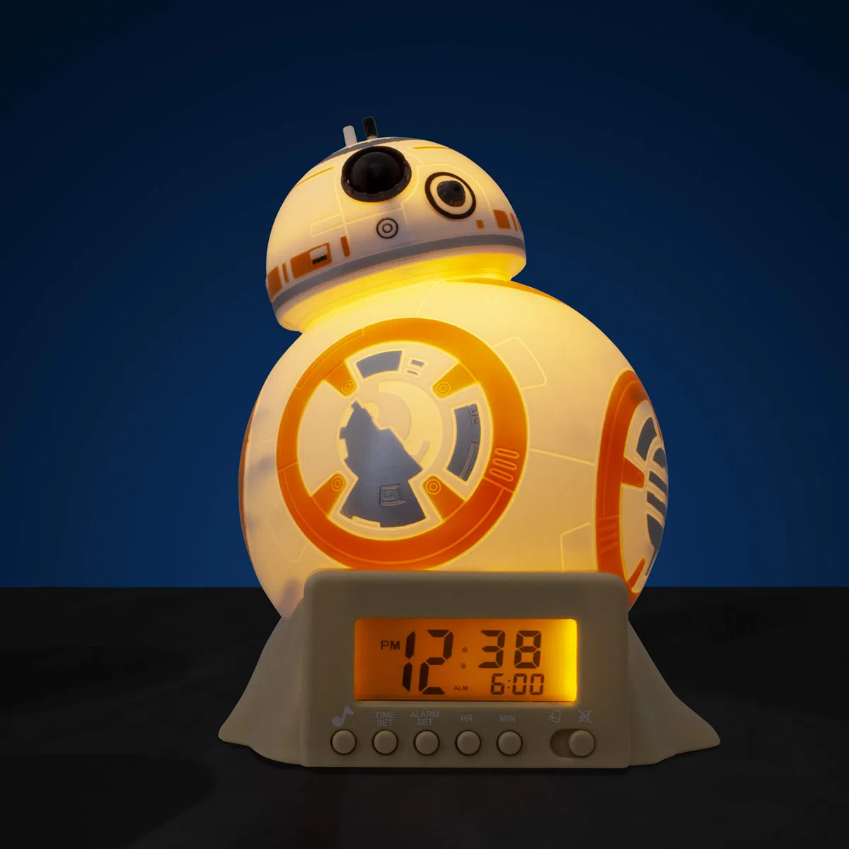 BulbBotz Réveil veilleuse avec Sons du Personnage pour Enfant Star Wars 2021395 BB-8, Plastic, Orange, 14 cm
