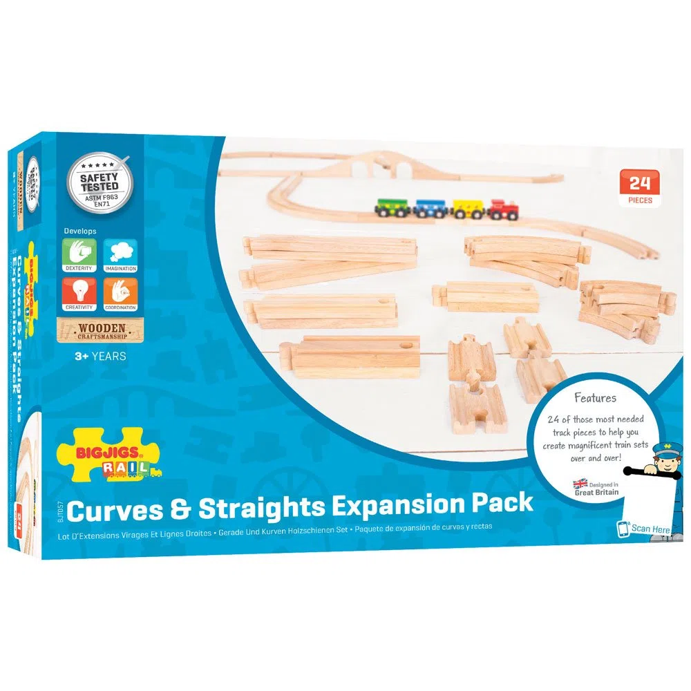 Bigjigs Rail Lot d’Extensions virages et Lignes Droites