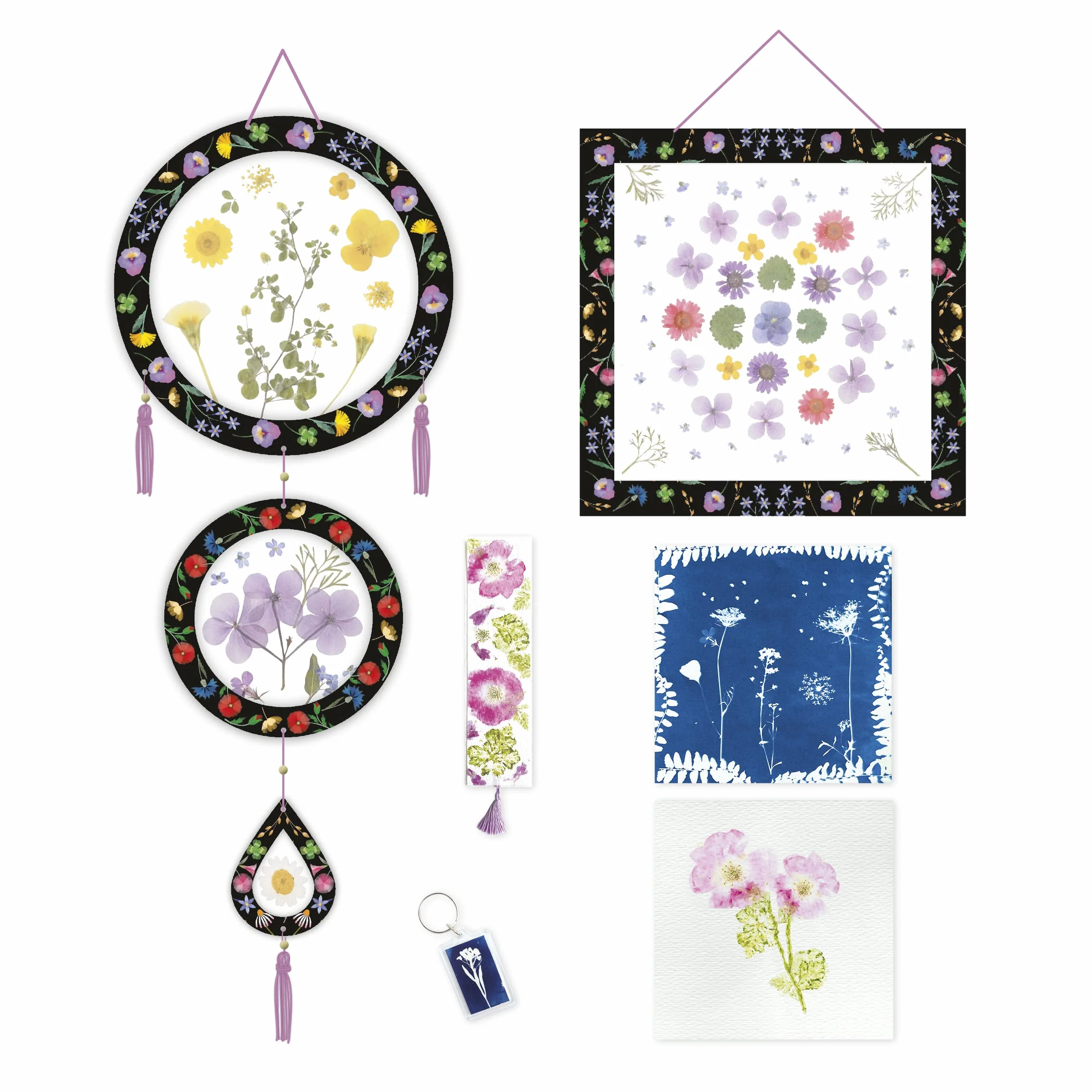 Janod - Kit Presse à Fleurs Enfant - 6 Activités à Réaliser - Les Ateliers Déco - Kit Loisir Créatif Enfant - Motricité Fine et Concentration - Dès 7 Ans, J07879