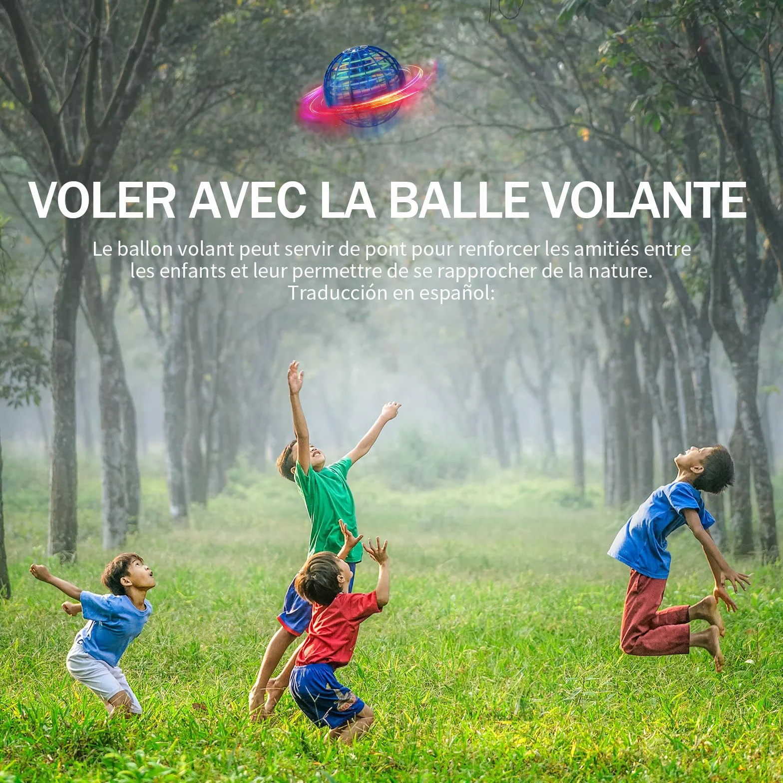 Ivtivfu Boule Volante (Bleu, Amélioré) : Jouet Flying Orb Ball avec LED, UFO Spinner Boomerang Magique, Cadeau Extérieur pour Enfant Garçon Fille 6 7 8 9 10 11 12 Ans