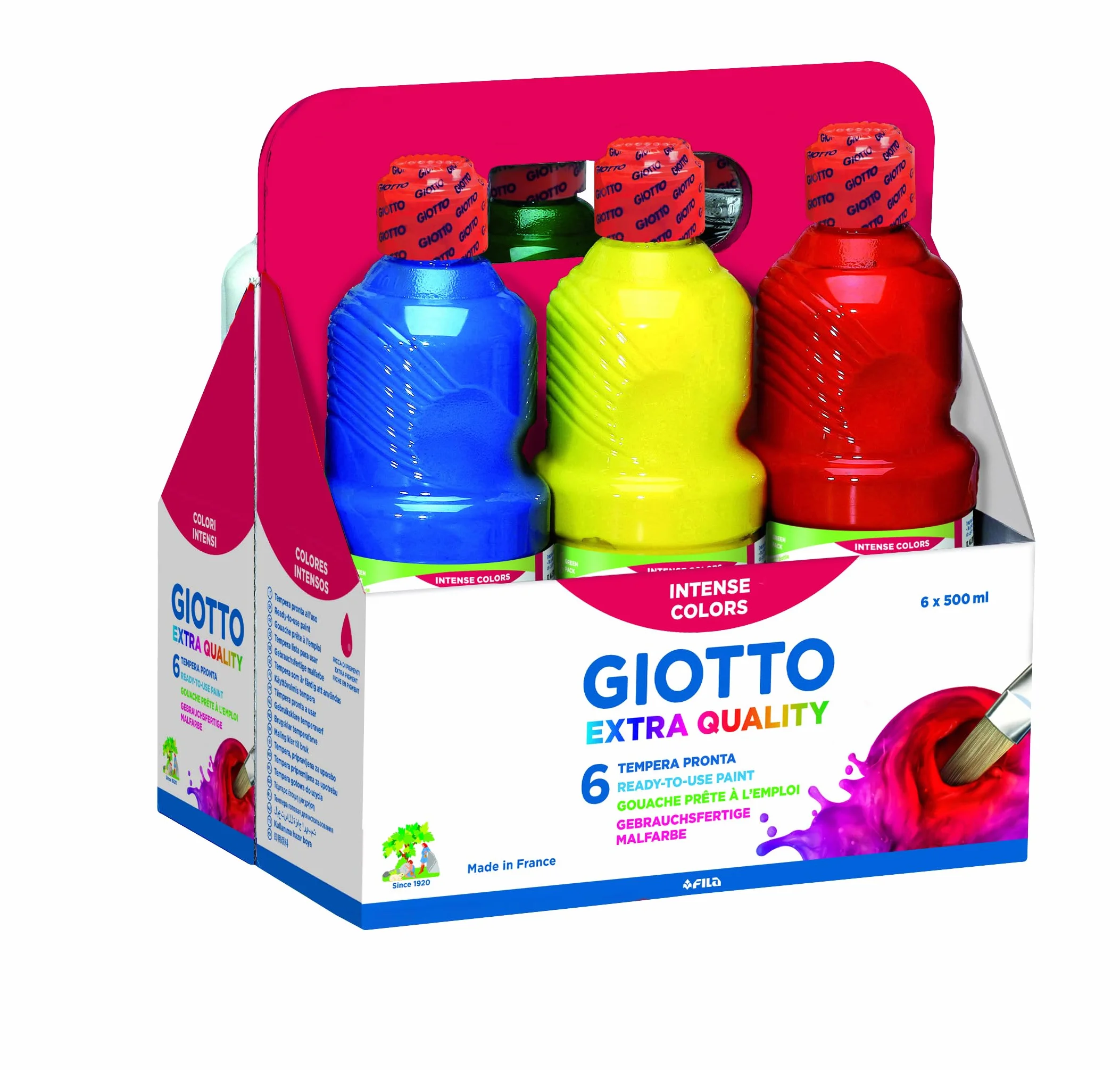 Giotto 533200 Lot de 6 flacons de Peinture 500 ML