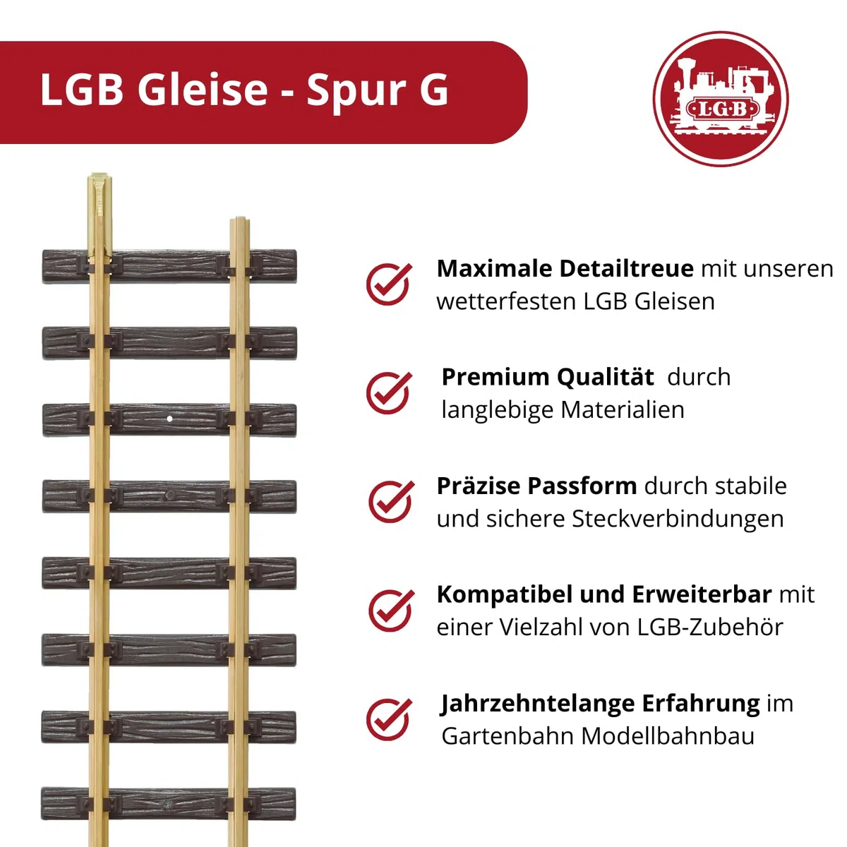 LGB - Oldtimer-Prellbock - 10320 - Élément de Voie Droit Long - Extension de Voie pour Chemin de Jardin - Matériel de Voie - Accessoires - Piste G - Échelle 1:22,5