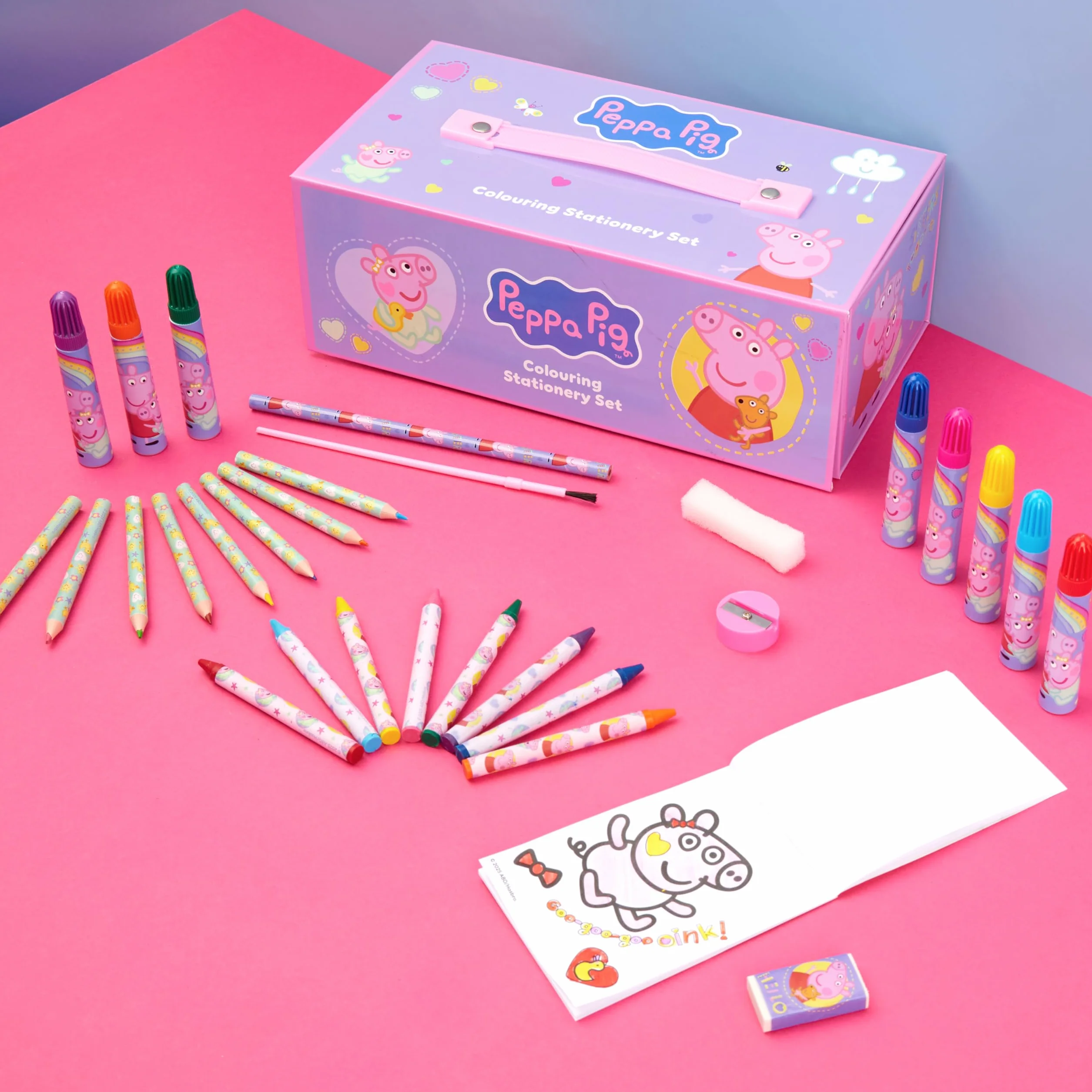 Peppa Pig Kit Dessin Coloriage et Peinture, Coffret Créatif Fille, Mallette Enfant d'Art de 30 Pièces, Fournitures de Loisirs Créatifs, Cadeau Fille