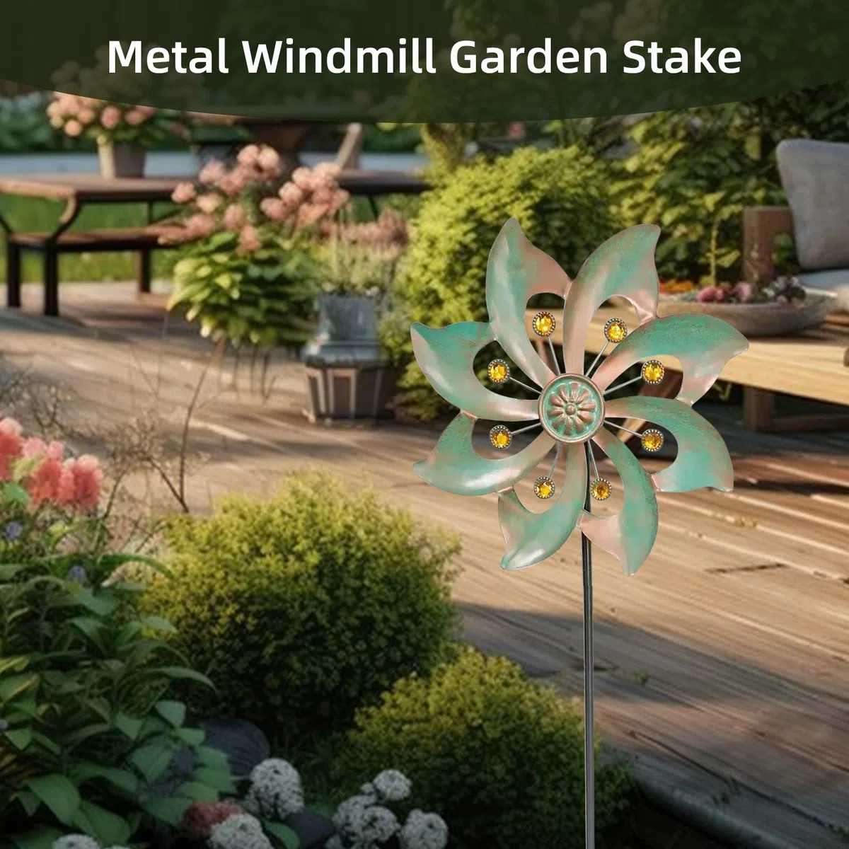Spinner à vent, moulin à vent en métal pour la cour, spinner à vent cinétique pour l'extérieur, rotation facile, sculptures de vent en métal spinners pour terrasse pelouse jardin (bronze)