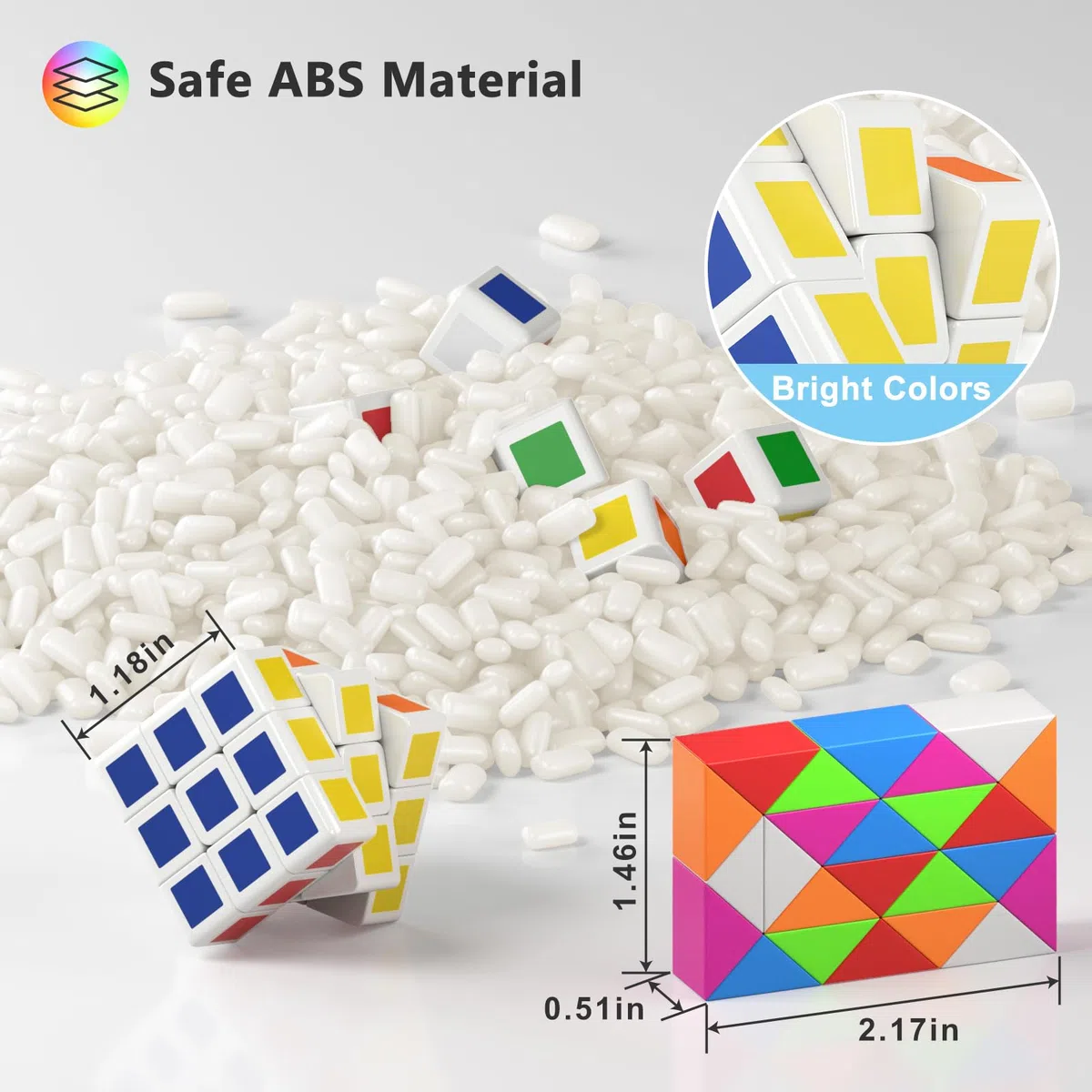 Vdealen Lot de 24 Mini Cubes de Puzzle pour Enfants, Jouets en Forme de Serpent pour Récompenses Scolaires et Prix de Salle de Classe pour étudiants, Décoration de Fête d'anniversaire, Cadeau de Noël