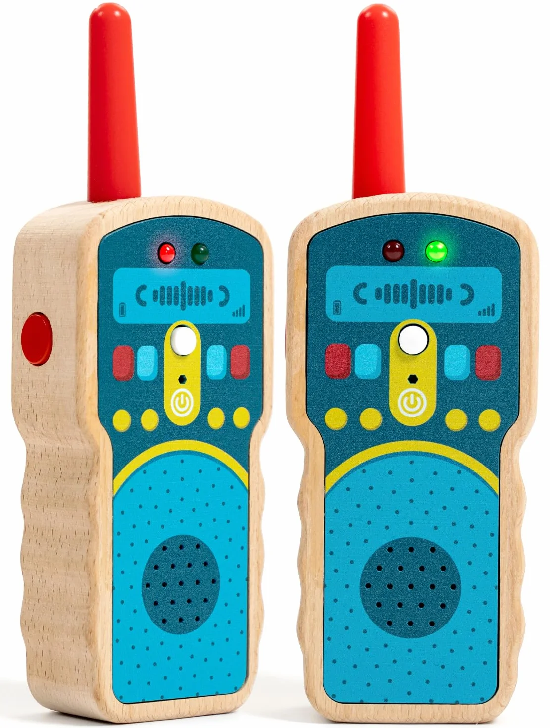 Nene Toys Talkie-Walkies en Bois pour Enfants – Vrais 2-Voies, portée 500 m – Push-to-Talk, Un Seul Canal – Hêtre FSC®, sûr & Durable – Jeu intérieur/extérieur – Cadeau 2–8 Ans