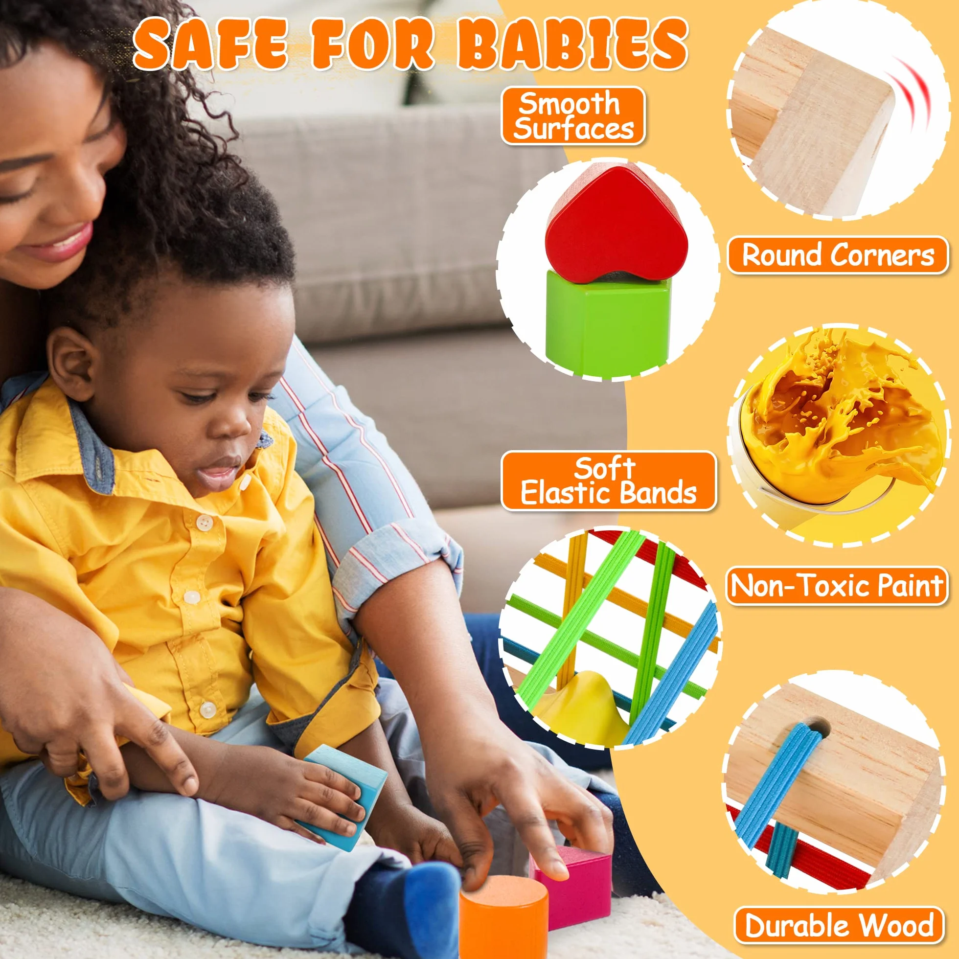 Jeu de tri Montessori Cube à emboîter à partir de 1 an, Cube de motricité avec 8 Cubes à emboîter, Jouets en Bois pour Enfants à partir de 1 2 3 Ans