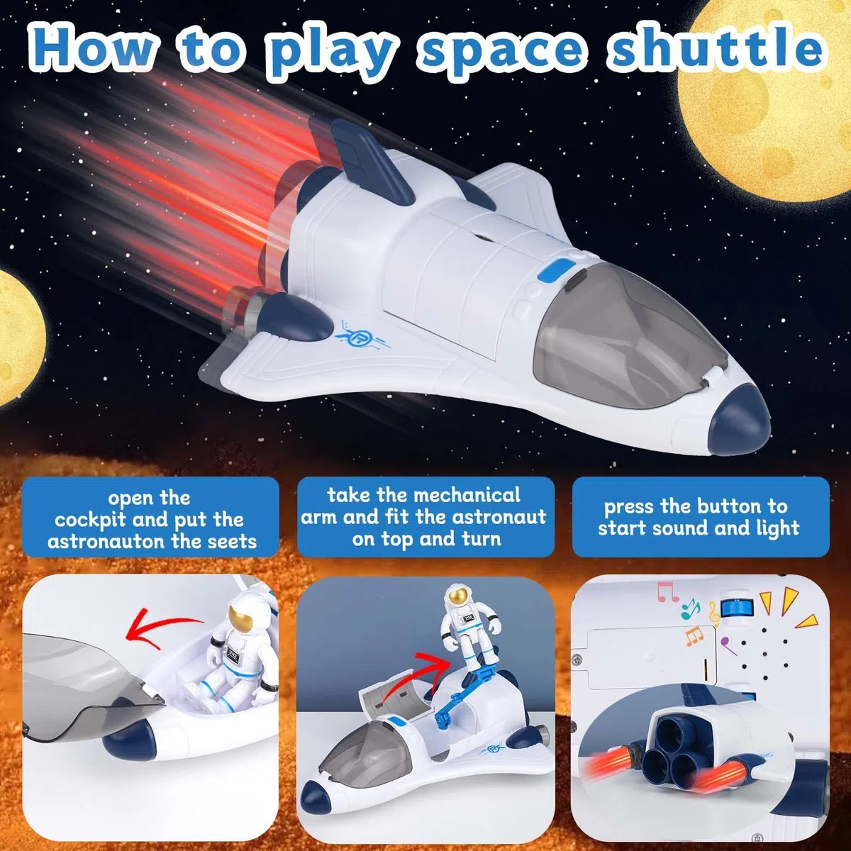 Space Shuttle Jouet fusée pour enfants, jouet spatial pour garçons et filles, jouet éducatif scientifique, figurines d'astronautes