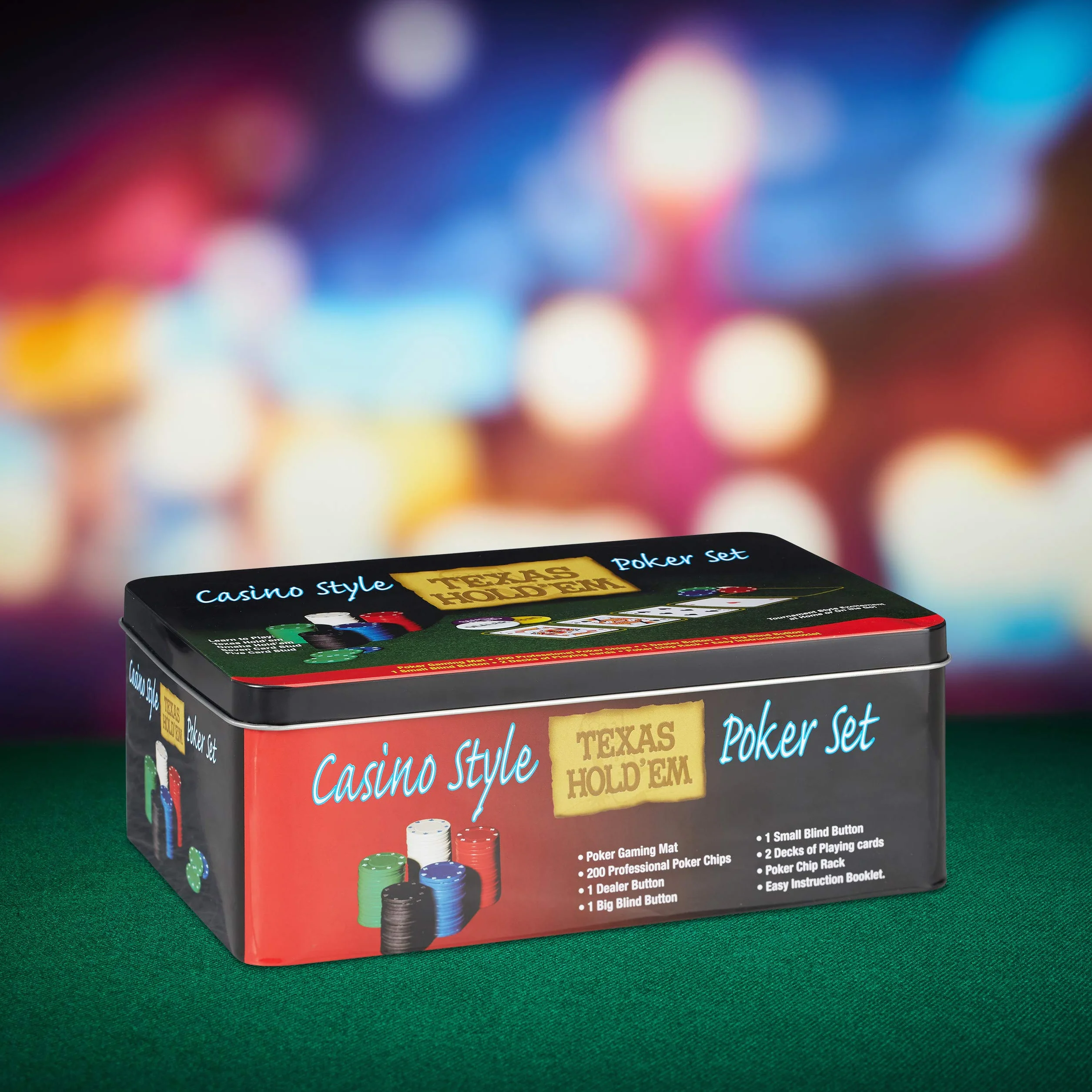 Relaxdays Jeu de poker pro Avec 200 jetons de poker, 2 jeux de cartes, jeton de donneur, jetons blinds, ambiance casino, instructions de jeu (langue française non garantie)