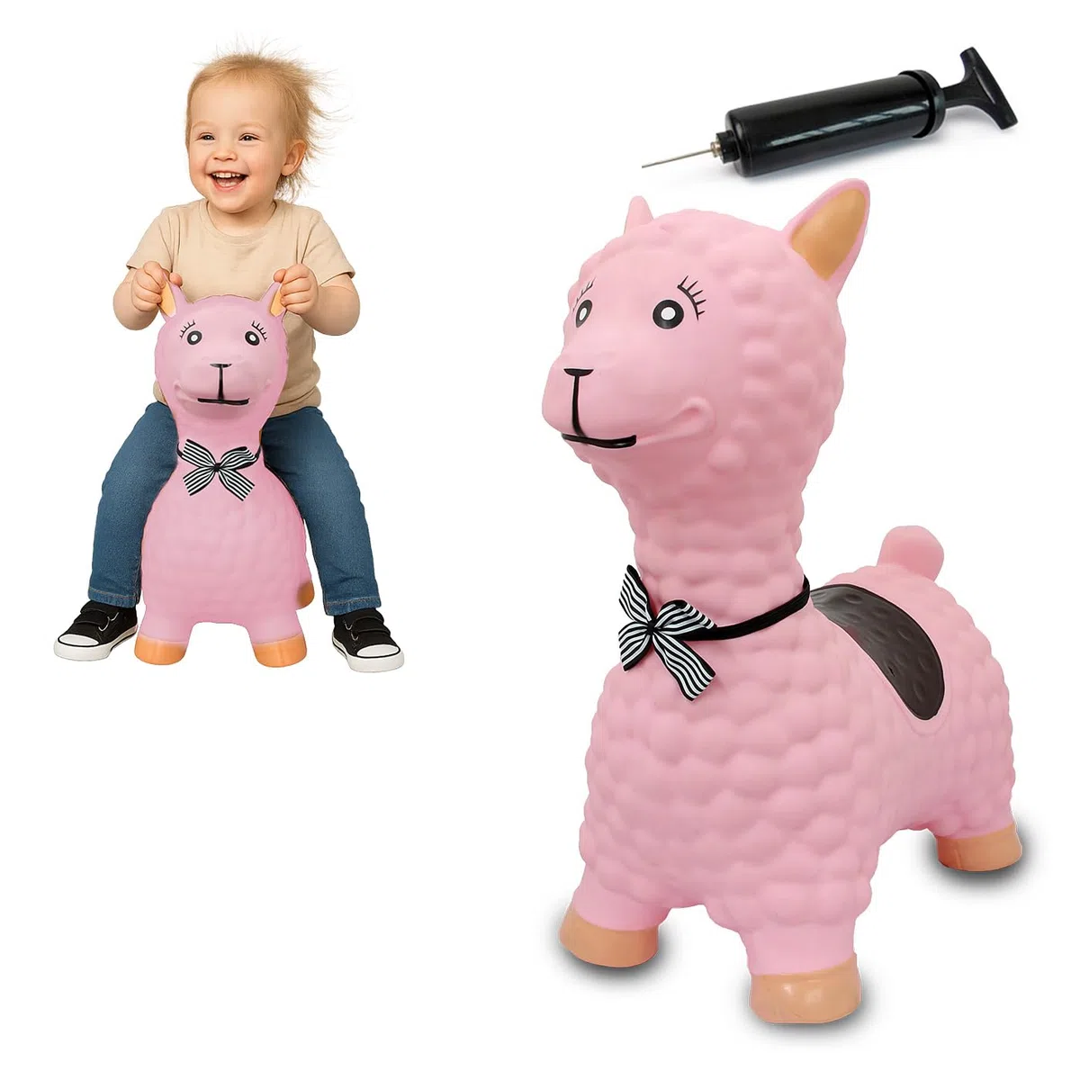 JAMARA 460543 Lama Jouet Sauteur avec Pompe, sans BPA, jusqu'à 50 kg, favorise Le Sens de l'équilibre et la motricité, Robuste et résistant, Facile d'entretien