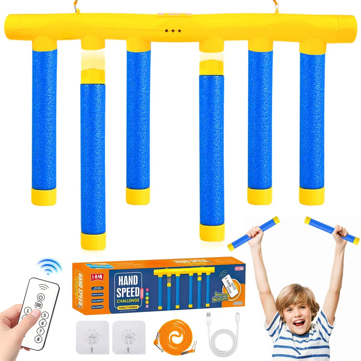 Jeu d'Attrape Bâtons pour garçon de 2 Ans, Jeu de Réaction Ajustable à 3 Vitesses de Coordination Main-Oeil Activité Educative Jouet Sensoriel pour Enfants et Adults