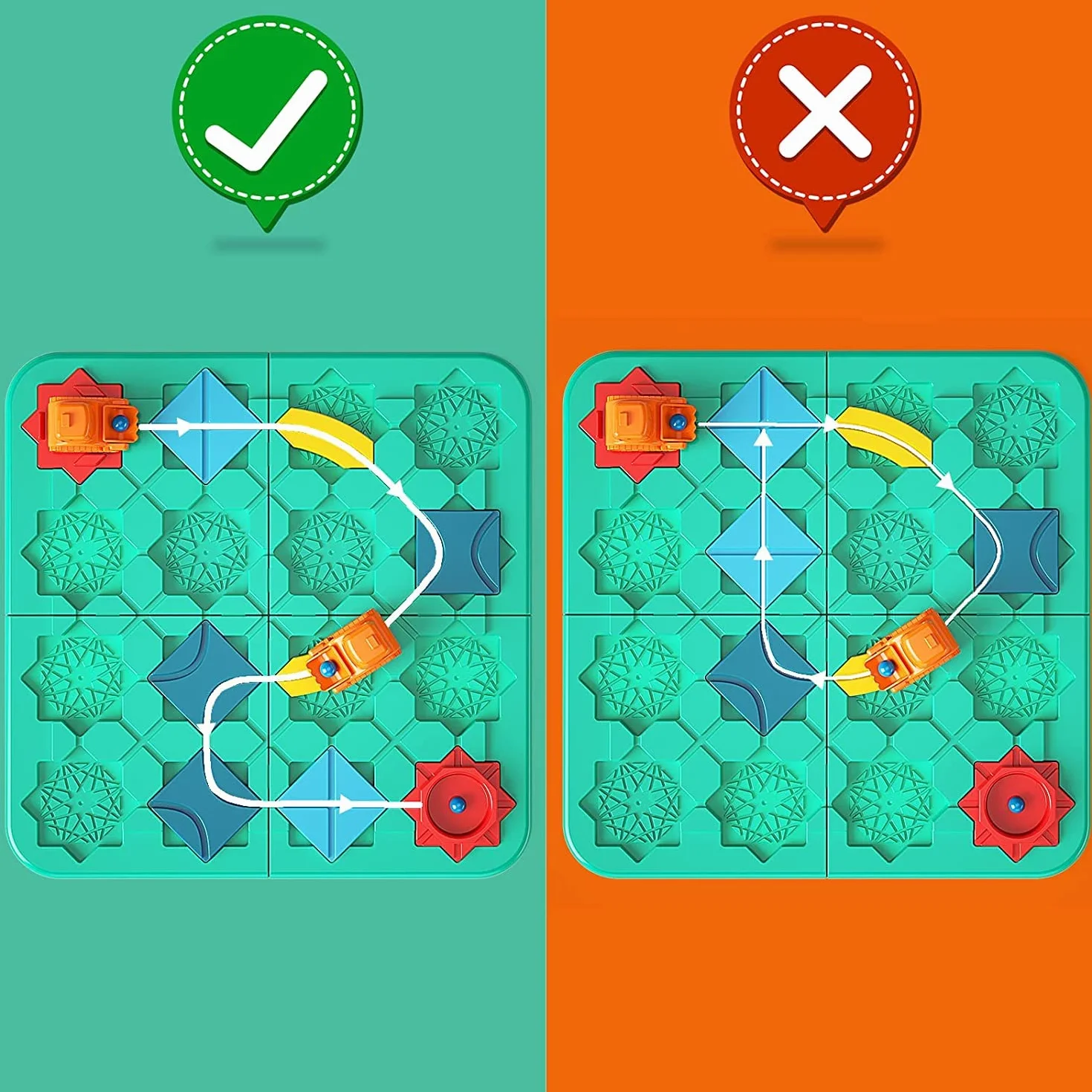 burgkidz Jeu de Construction de Route Logique pour Enfants, Jeux de Société de Piste Voiture de Puzzle avec Boule de Labyrinthe en Marbre, Jouets Cérébraux pour Garçons Filles 4 à 8 Ans