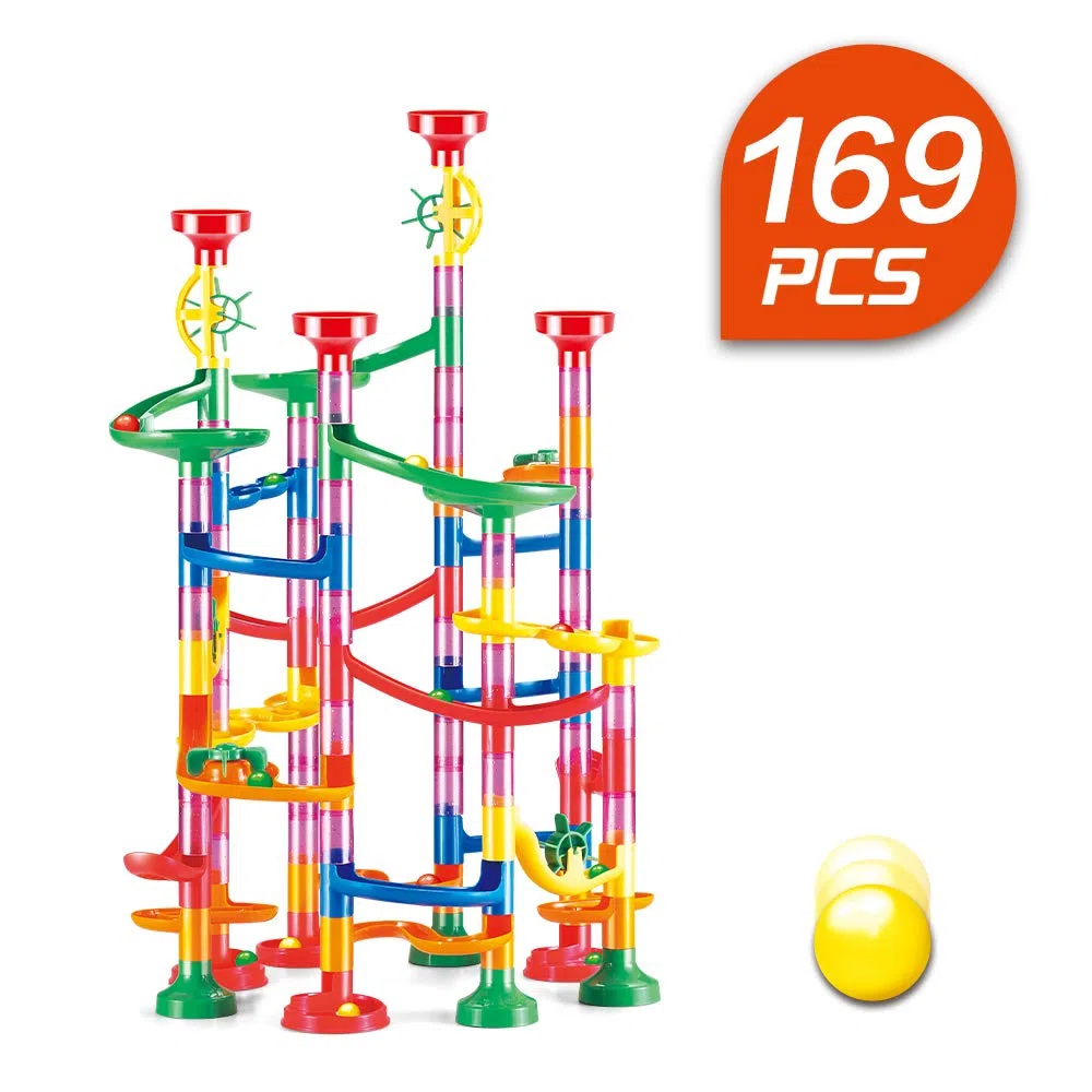 WEofferwhatYOUwant Circuit à Billes 169 Pièces – STEM Créatif pour Enfants 3+ | Construction DIY Ludique | Cadeau Éducatif | Apprentissage Moteur | Parcours Modulable avec Billes Colorées