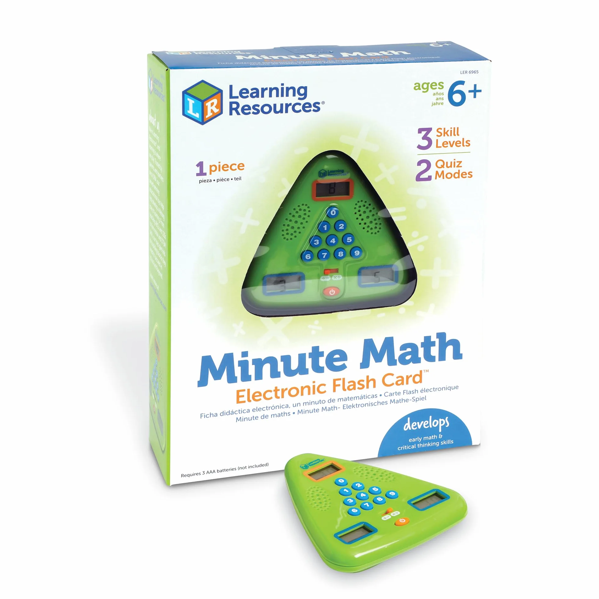 Learning Resources Carte Flash Électronique Minute de Maths, Dès 7 Ans, Jeu Mathématique Éducatif, Calcul Mental Rapide pour Additions Soustractions Multiplications Divisions