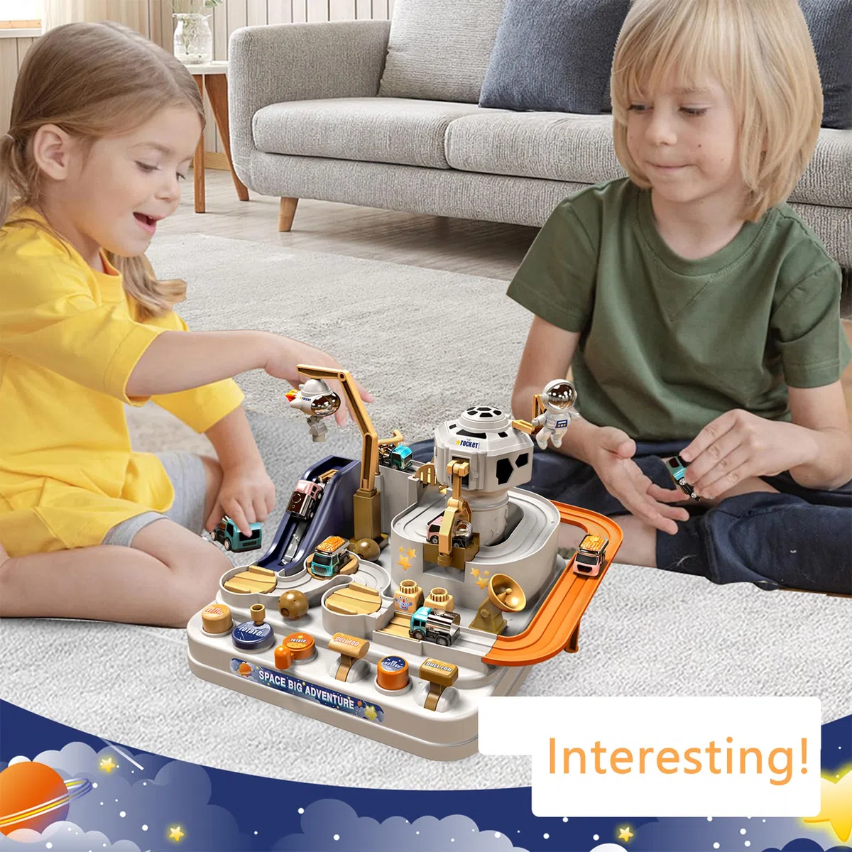 Circuit Voiture Enfant, Piste de Voiture Jouet, Jouets d'aventure en Voiture, Jouets Aventure Automobile Enfants avec 3 Voitures, Voiture Cadeau pour Enfant Garçon Fille 3 4 5 6 Ans
