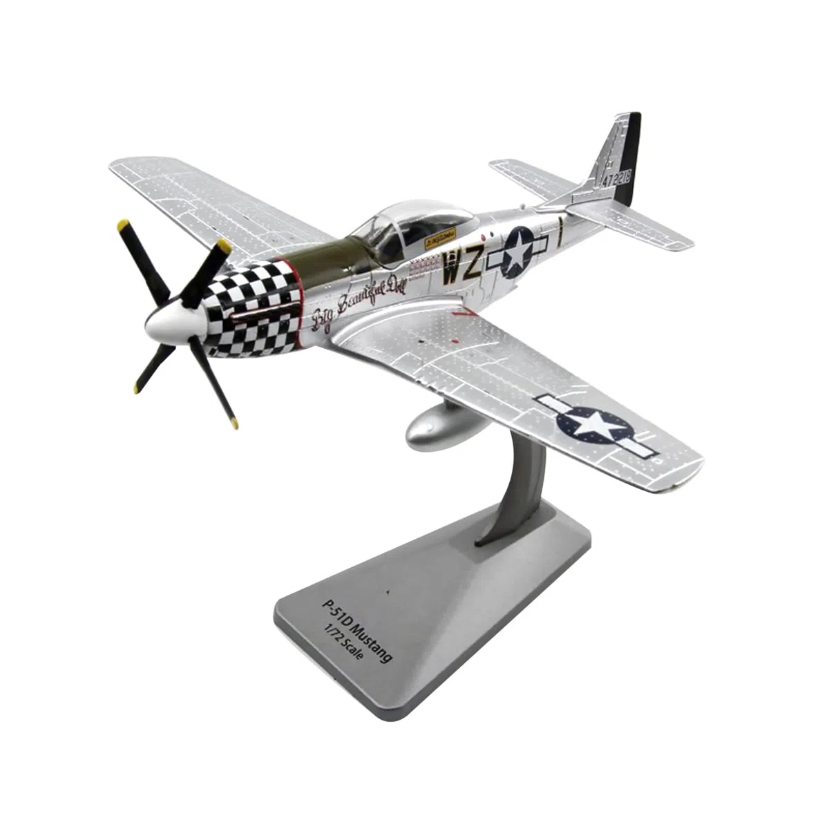 TECKEEN Modèle d'avion de chasse Mustang P-51 à l'échelle 1/72 en alliage moulé sous pression pour collection