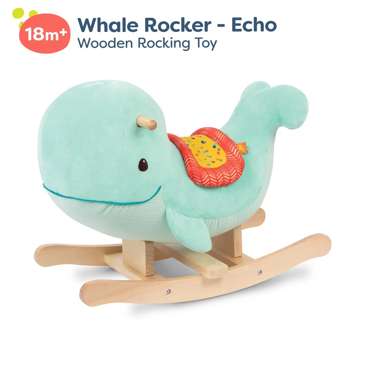 B. toys - Echo - Baleine à Bascule - Jouet à Bascule Baleine - Manège en Bois - Jouet Classique pour Enfants en Bas âge - 18 Mois et +