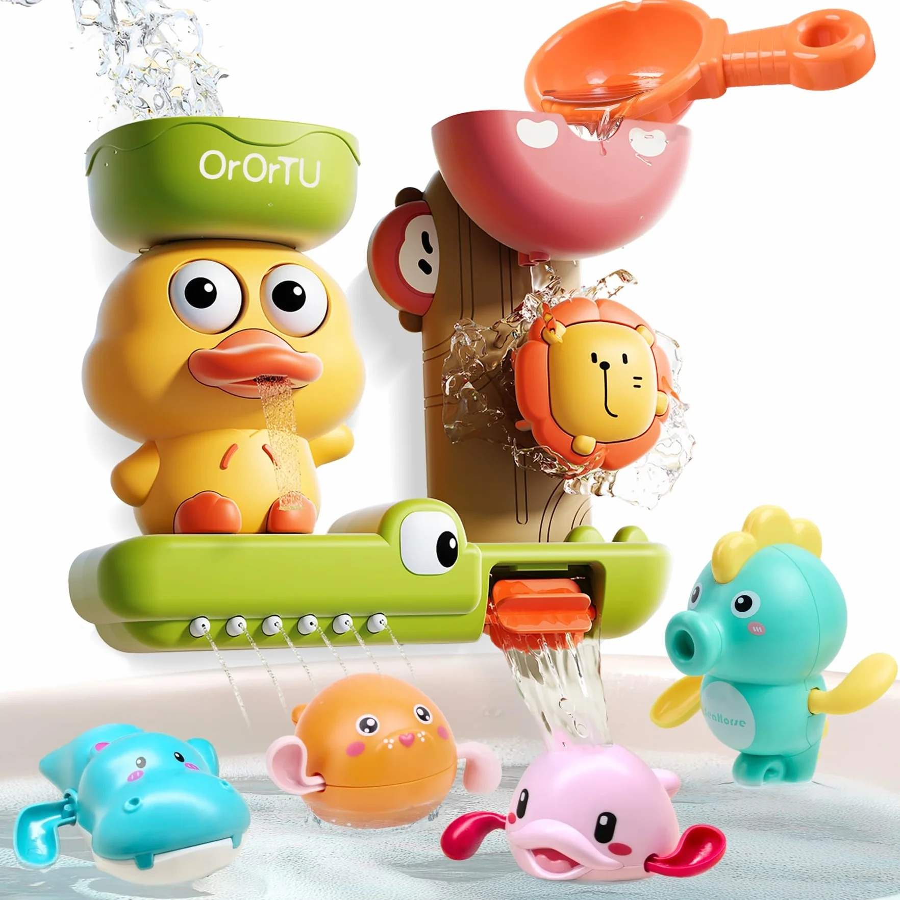 OR OR TU Jouets de Bain pour Bébé, Jouet de Bain Rotatif avec ventouses, Jouet de Bain à remonter, Jouet de Bain pour bébé, Jouet de Douche, Jouet de Natation