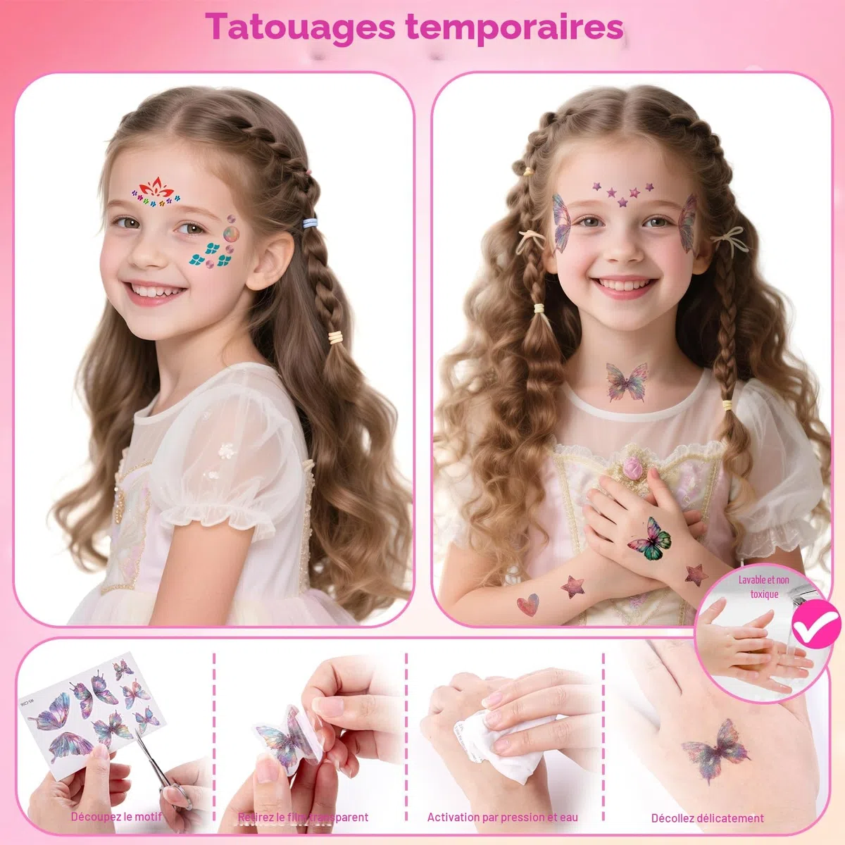 SEMKOTREE Machine Strass Cheveux, Strass a Coller Hair Bedazzler Kit avec 480 Rhinestone et Hair Tinsel, Bijoux Cheveux Paillettes Cheveux, Hair Gem Stamper Cadeau Fille 6 7 8 9 10 Ans