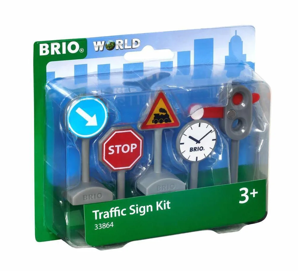 Brio World -33864 - Panneaux de Signalisation - Accessoire pour circuit de train en bois et circuit de voiture - Jouet pour garçons et filles à partir de 3 ans