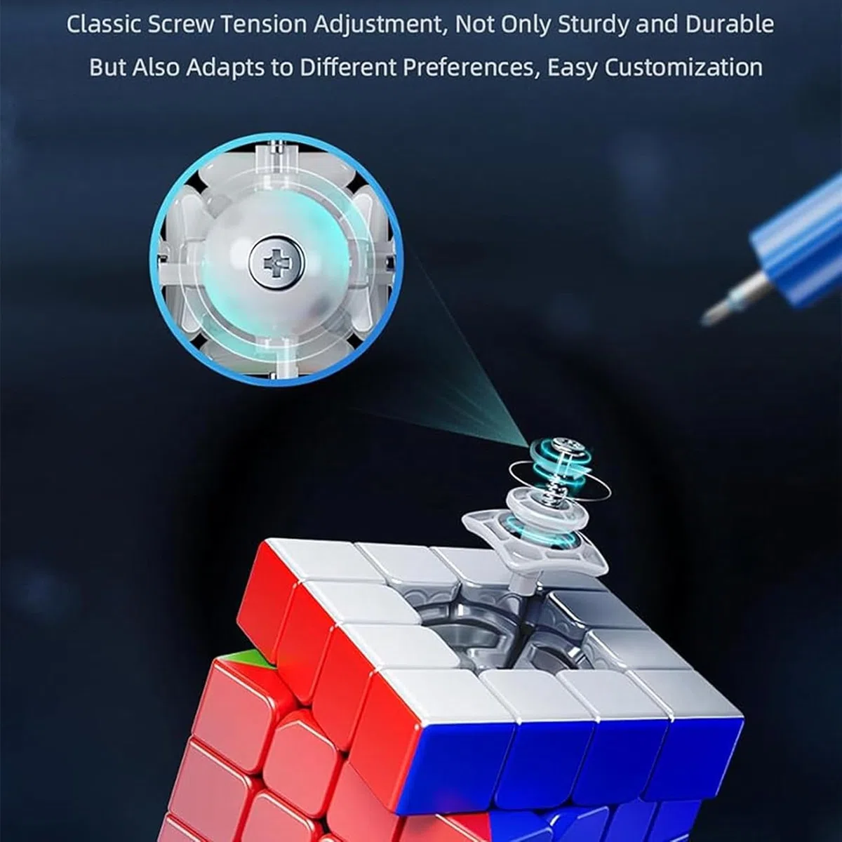 Moyu Aosu V7 Single Track Magnetic Speed Cube 4x4 Stickerless,Puzzle Cube 4x4x4, Anti-Stick Design Adjustable Elasticity,96 Magnets